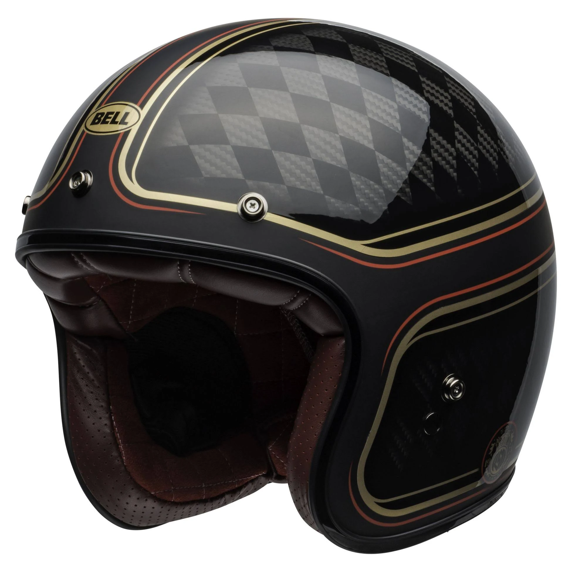 Bell Custom 500 Carbon RSD CheckMate, Jet Helmet - Black/Gold - M