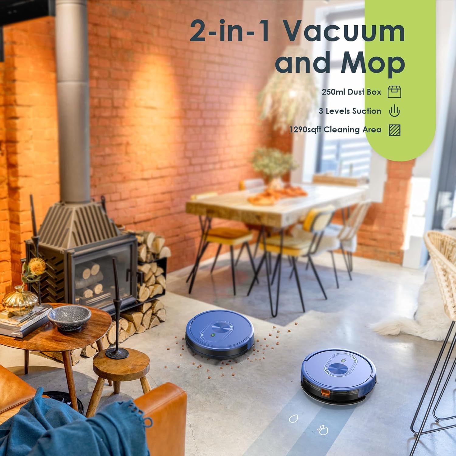 XIEBro Robot Vacuum and Mop Combo, 3 in 1 Mopping Robotic Vacuum with Schedule, App/Bluetooth, 1600Pa Max Suction, Self-Charging Robot Vacuum Cleaner, Slim, Ideal for Hard Floor, Pet Hair, Carpet