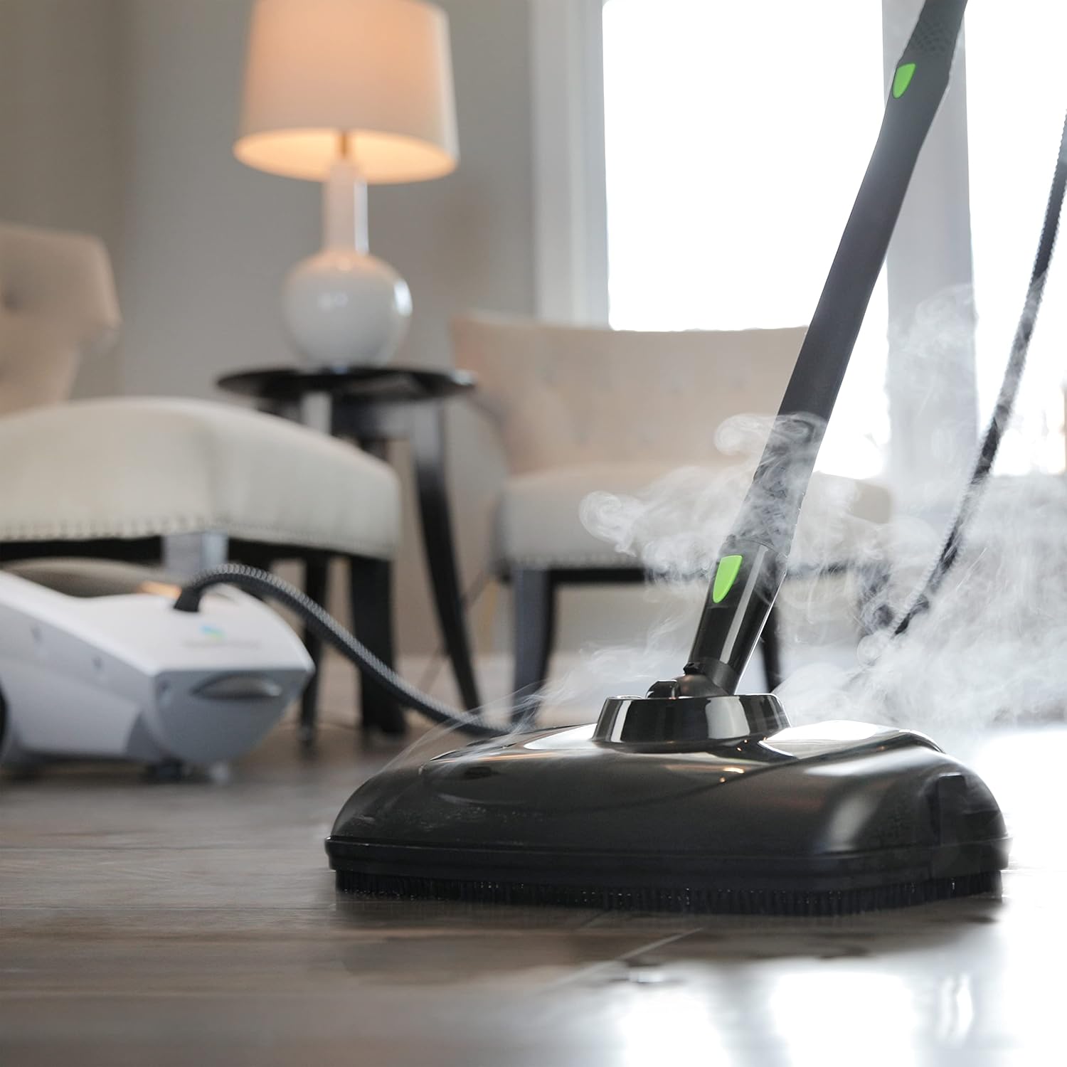 Steamfast SF-375 Deluxe Canister Steam Cleaner with 18 Accessories, Continuous Trigger, and Onboard Storage , White