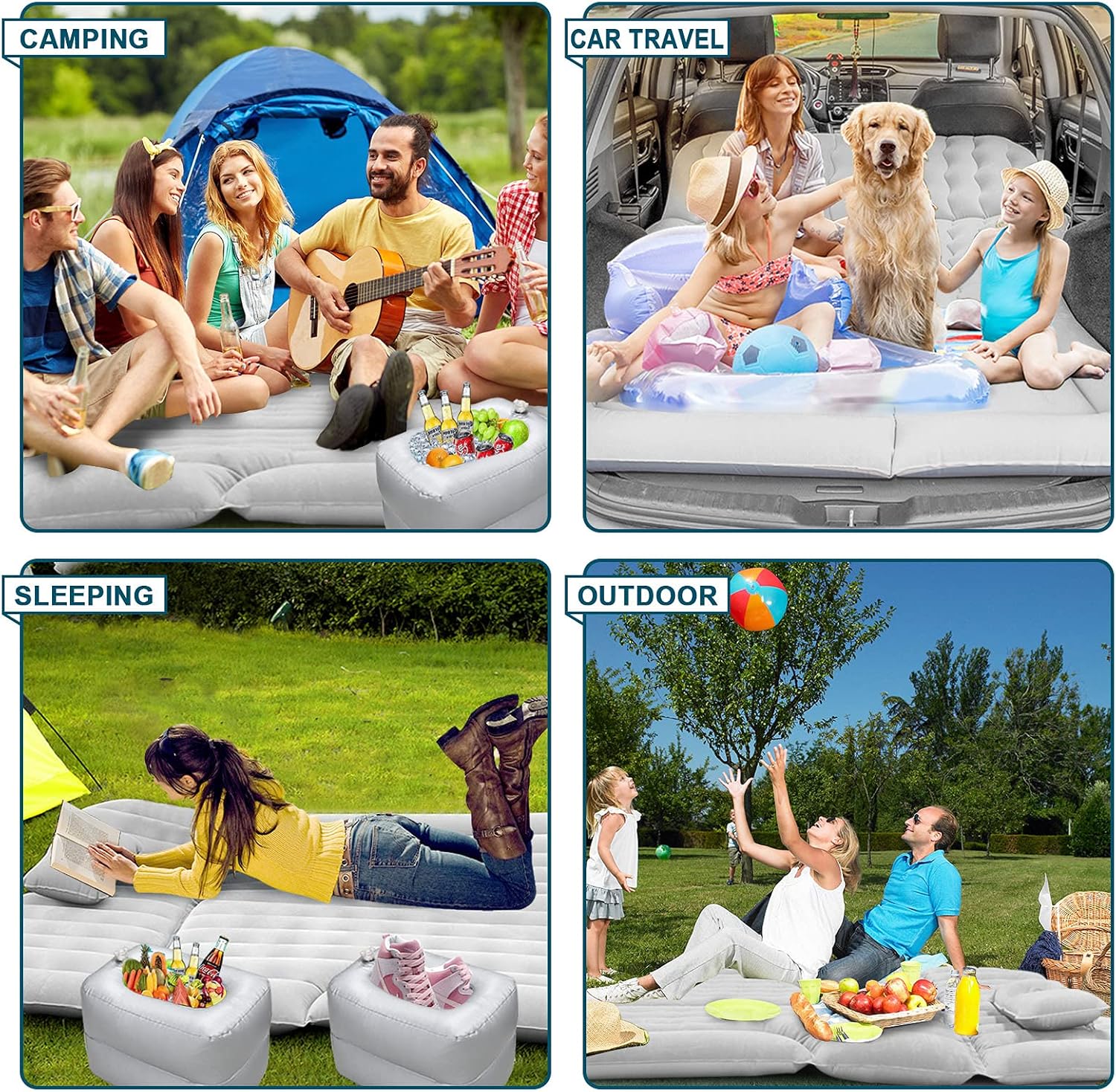 Car Air Mattress,Car Bed,SUV Air Mattress Car Camping with Electric Pump and 2 Pillows, Car Inflatable Mattress- Flocking & PVC Surface,Car Sleeping Bed for Home, Outdoor and Travel(Gray)
