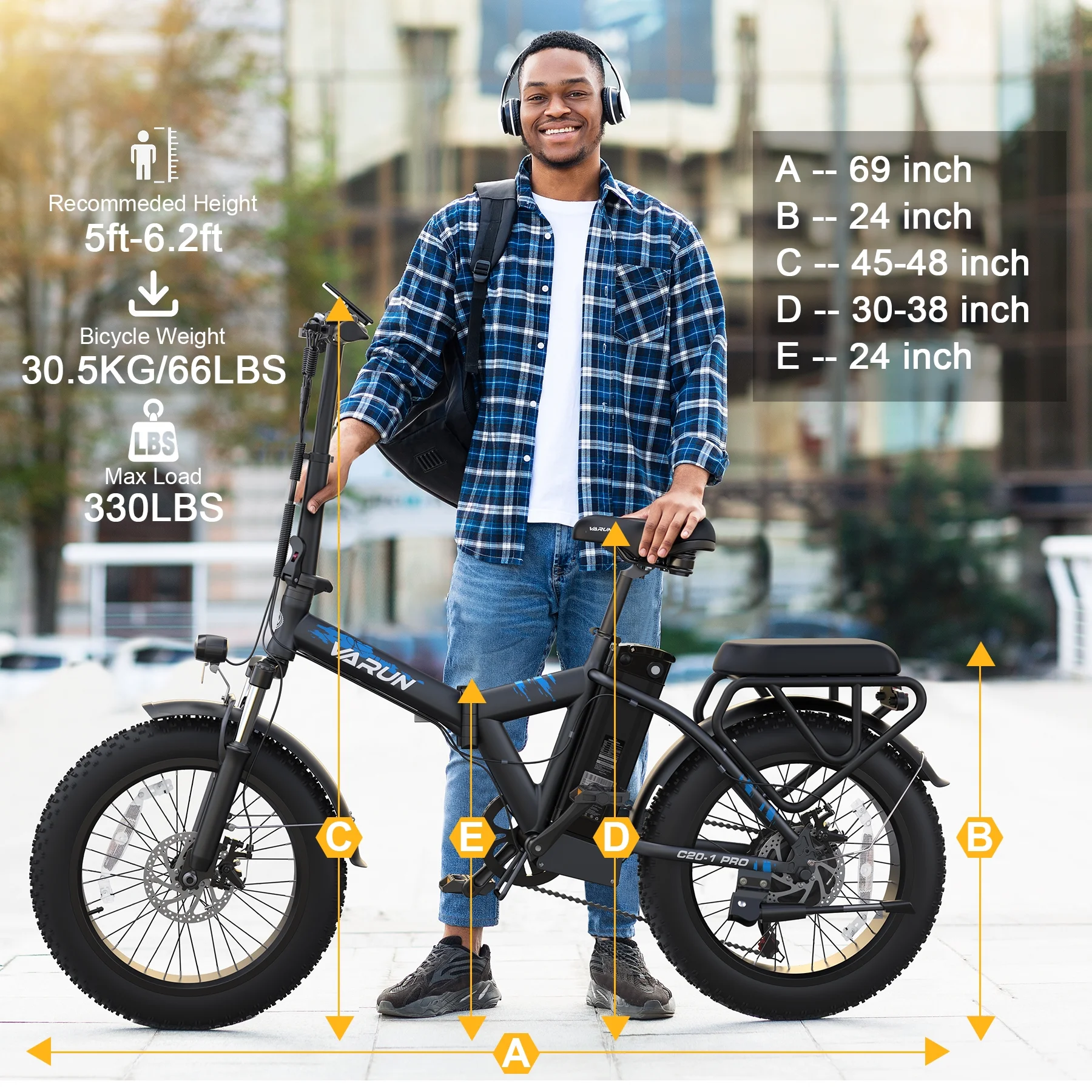 VARUN Folding Electric Bike for Adults - Peak 750W Fat Tire Electric Bike with 48V 13Ah Anti-Theft Battery - Full Suspension Ebike for All Terrains Up to 25+MPH, 60+ Miles - Curated Treasures Market