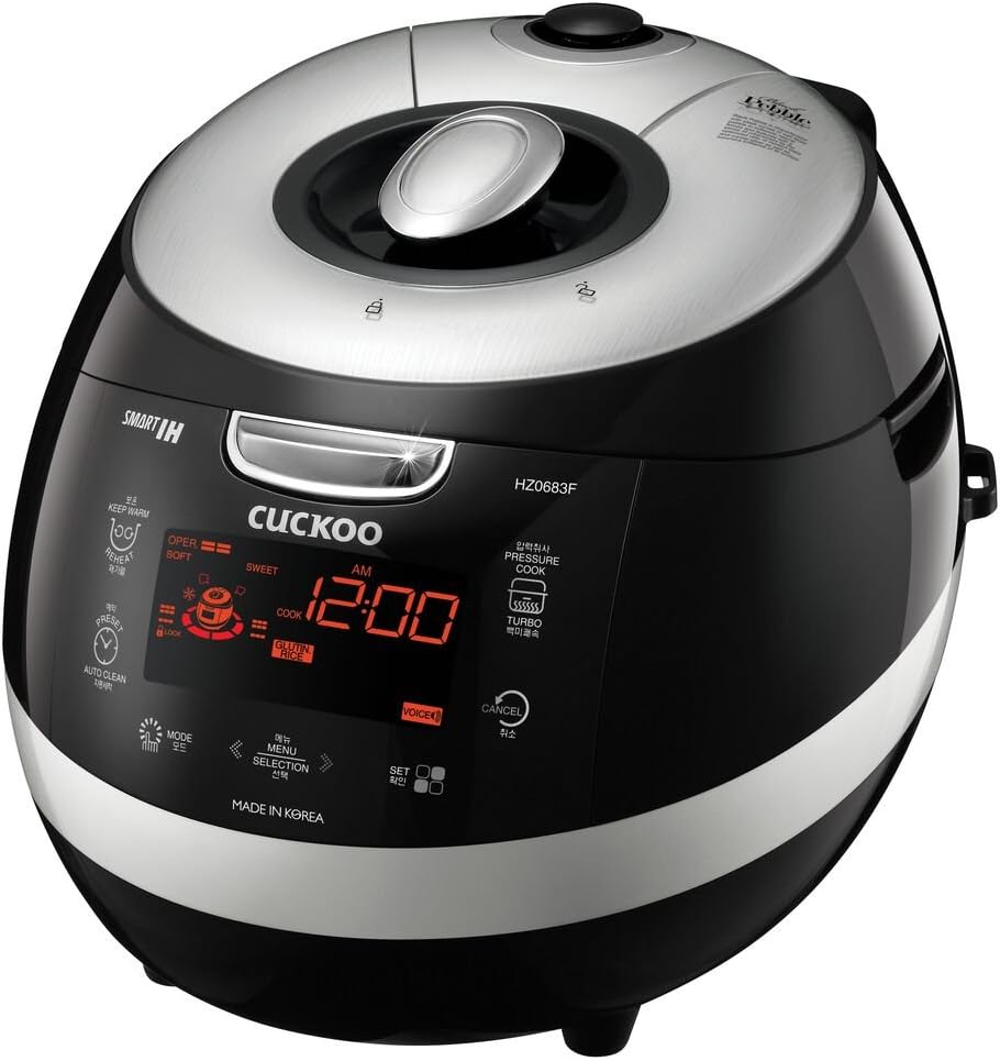Cuckoo CRP-HZ0683FR Multifunctional and Programmable Electric Induction Heating Pressure Rice Cooker, Fuzzy Logic and Intelligent Cooking Algorithm – 6 Cups, Red