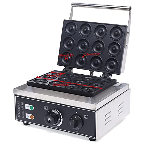 YIYIBYUS 12 Grid Donut Machine Commercial/Domestic Non-Stick Pan Electric Donut Bread Making Machine Mini Donut Machine 2"/ Grid, 110V