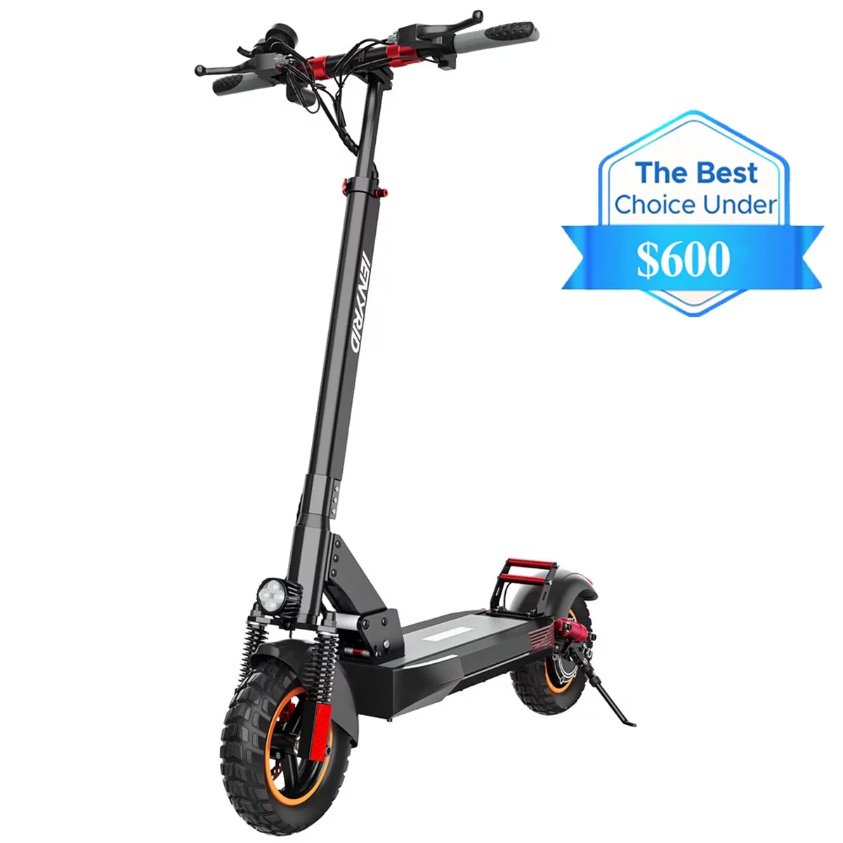 IENYRID Electric Scooter with Seat, 10" Pneumatic Tires, Max 22-31 Mile Long Range and 28Mph Power by 600W Motor, Foldable Escooter for Adult Teens