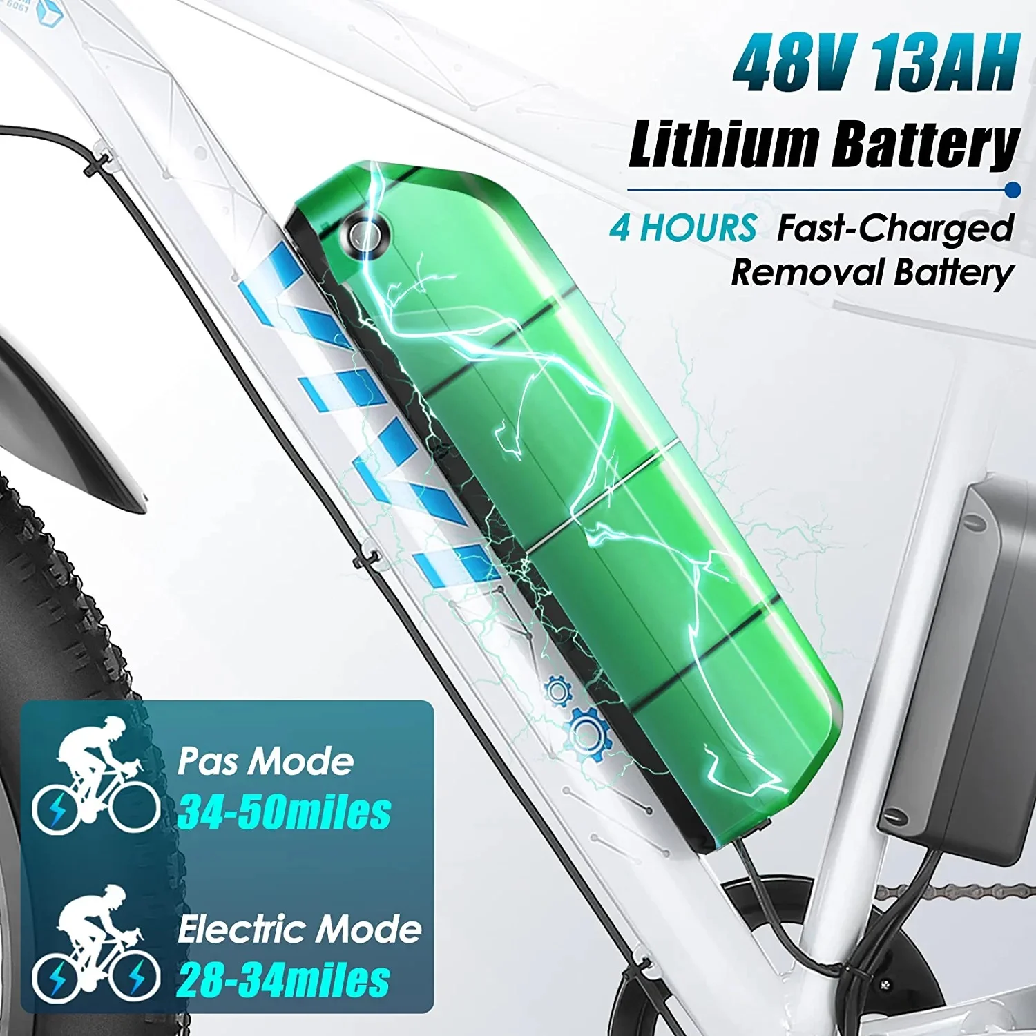 Vivi Electric Bike 26 x 4.0 Fat Tire Electric Bike 500W All Terrain Electric Bike 50 Miles Long Range Electric Mountain Bike Beach Bike Snow Bike