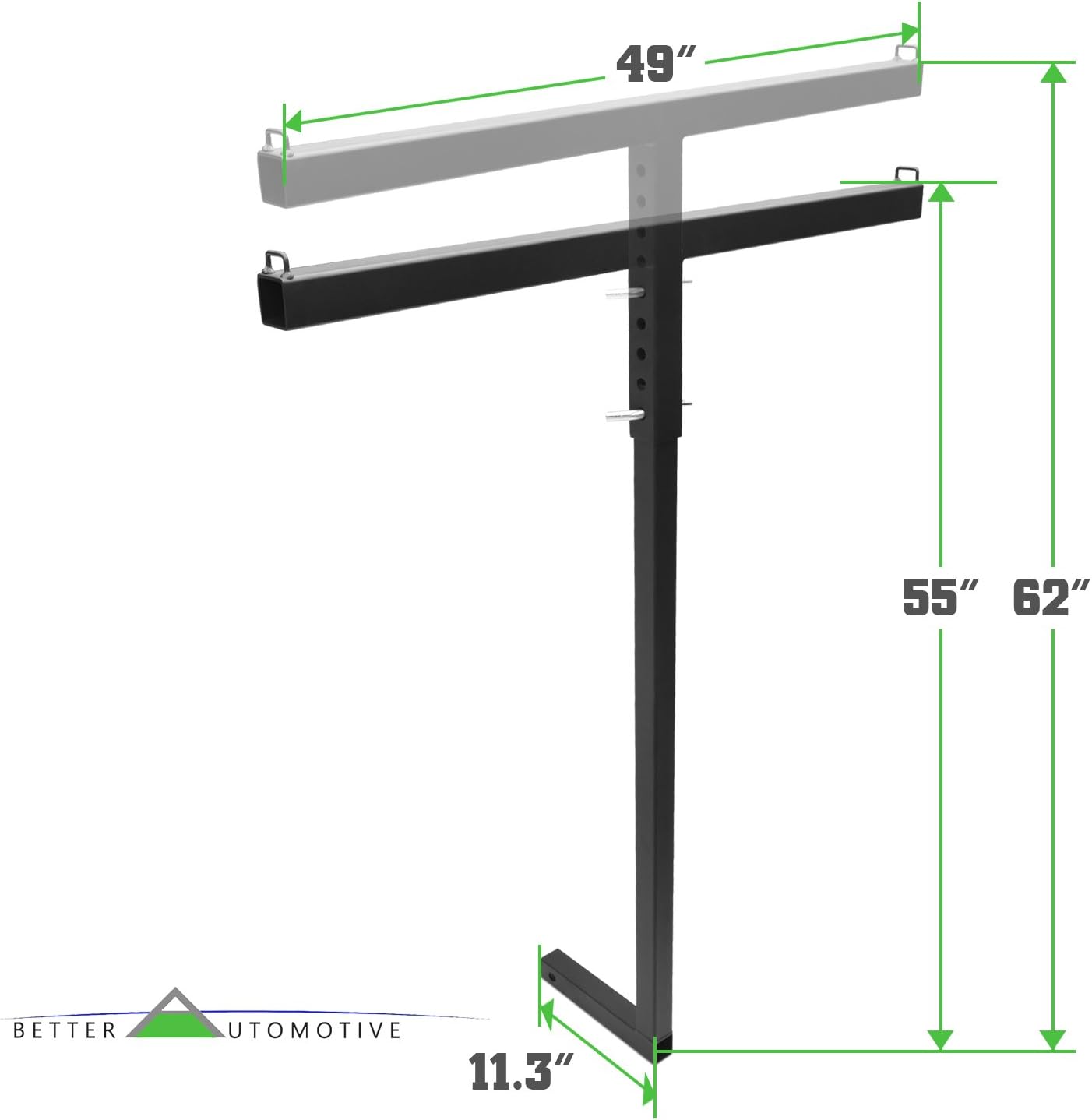 BETTER AUTOMOTIVE 2” Truck Bed Trailer Hitch Mount Extender 500 LBS Capacity Utility Adjustable Universal Pick Up Extension Rack for Kayak Canoe Ladder Lumber Pipes Cargo Carrier Accessories with Pins