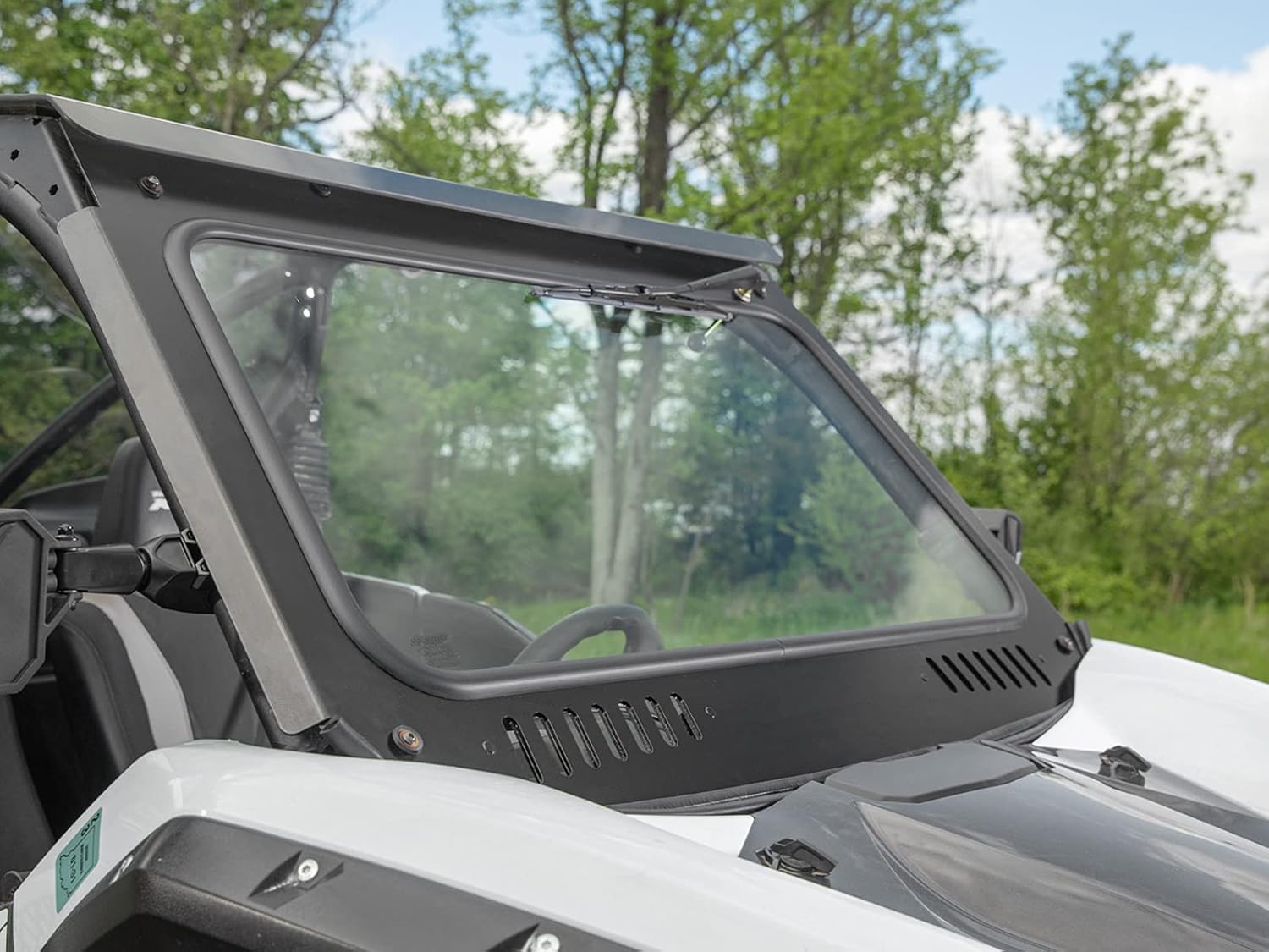SuperATV Glass Windshield for 2020+ Kawasaki Teryx KRX 1000 | Aluminum Frame | DOT Approved Laminated Safety Glass Windshield | Includes Manual Wiper | Built-in Vent