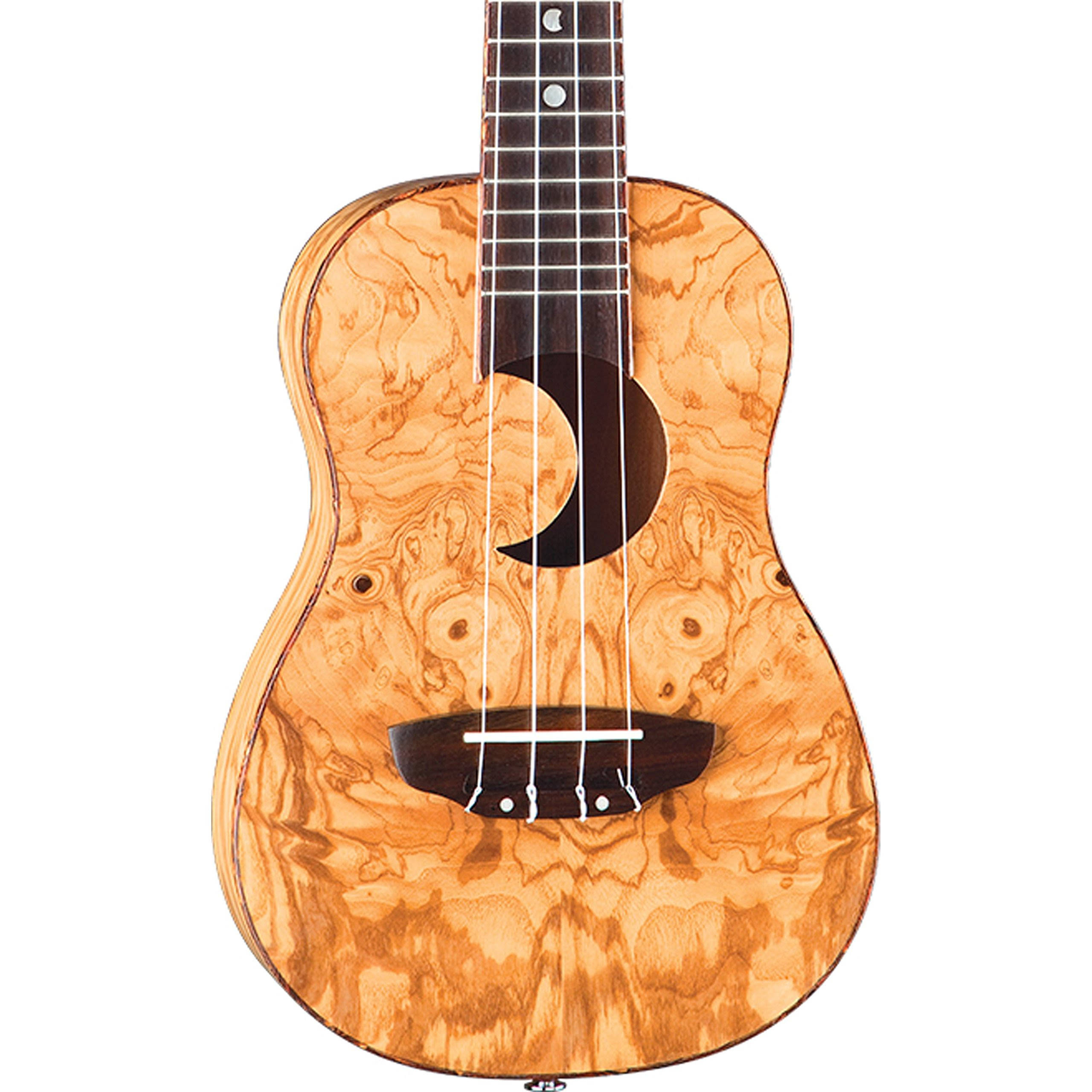 Luna Concert Olive Ash Burl Crescent Ukulele