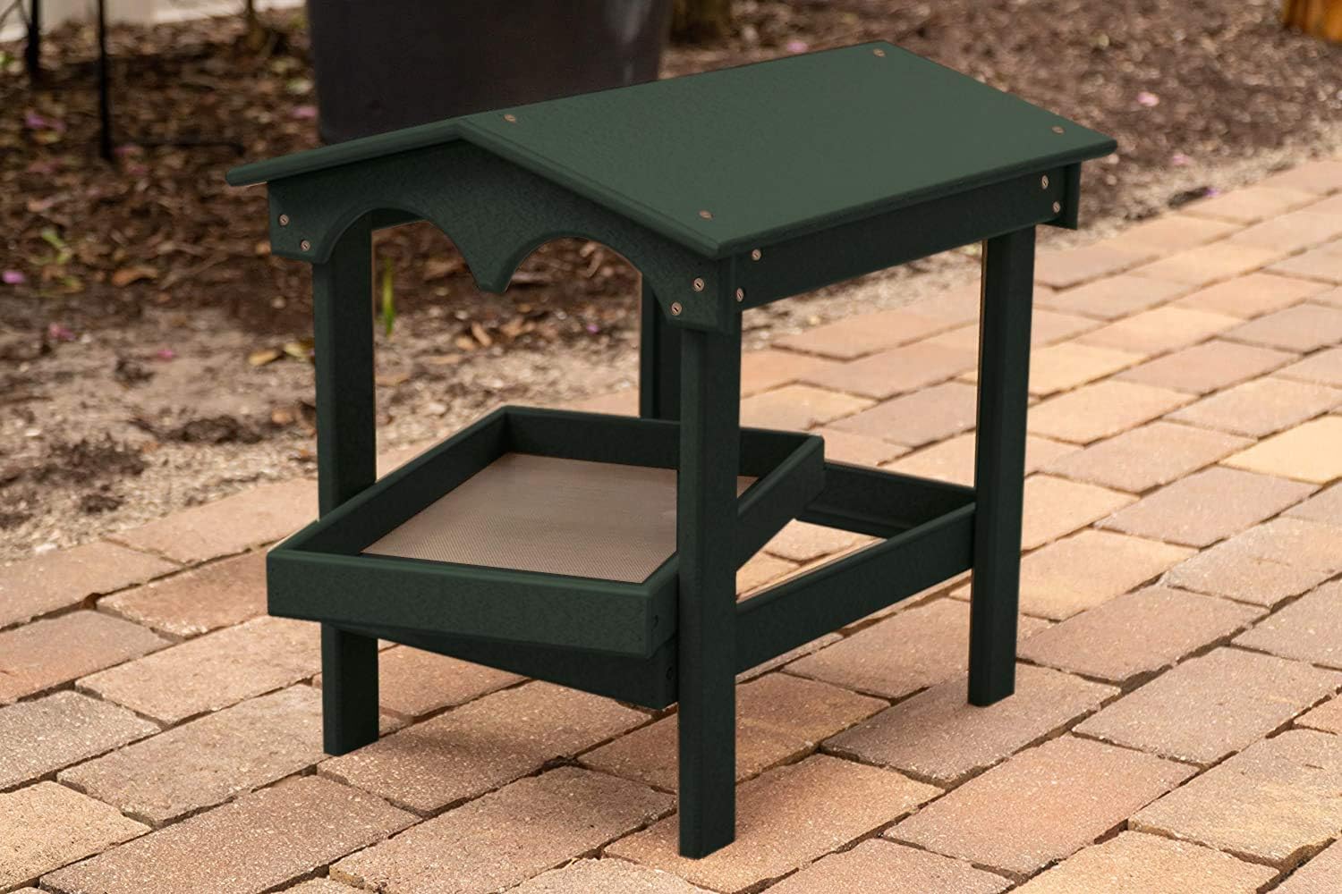 DutchCrafters Large Covered Ground Feeder with Removable Tray for Birds and Wildlife, Made from Plastic Poly - Amish Made in America (Turf Green)