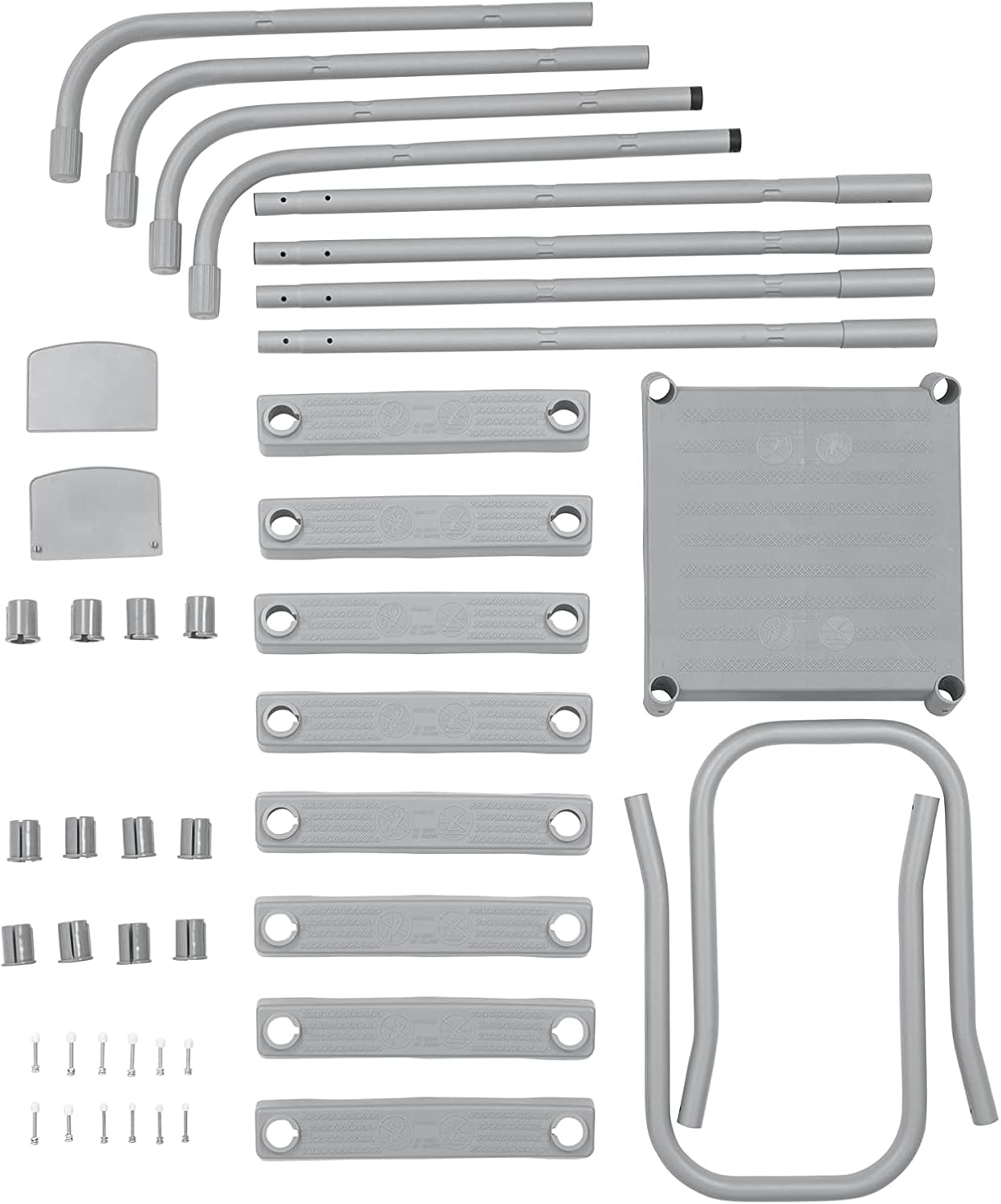 Bestway 58337E 52-Inch Durable Steel Above Ground Swimming Pool Ladder with No-Slip Steps in Gray with Arm Rails and Barrier