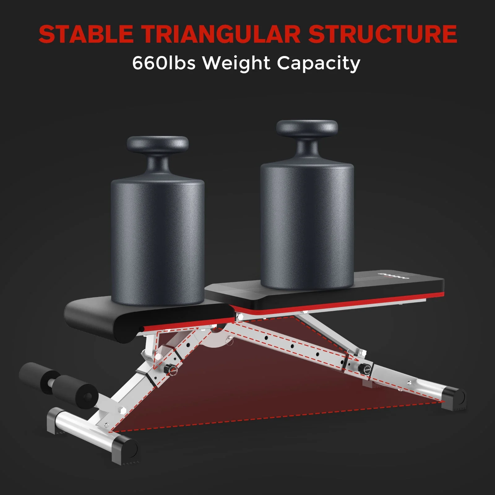 Pooboo Dumbbell Bench Workout Foldable Weight Bench 600 lbs with 6 Incline Adjustable and Thickened 5 Layer Structure gym bench Strength Training Bench for Home Training