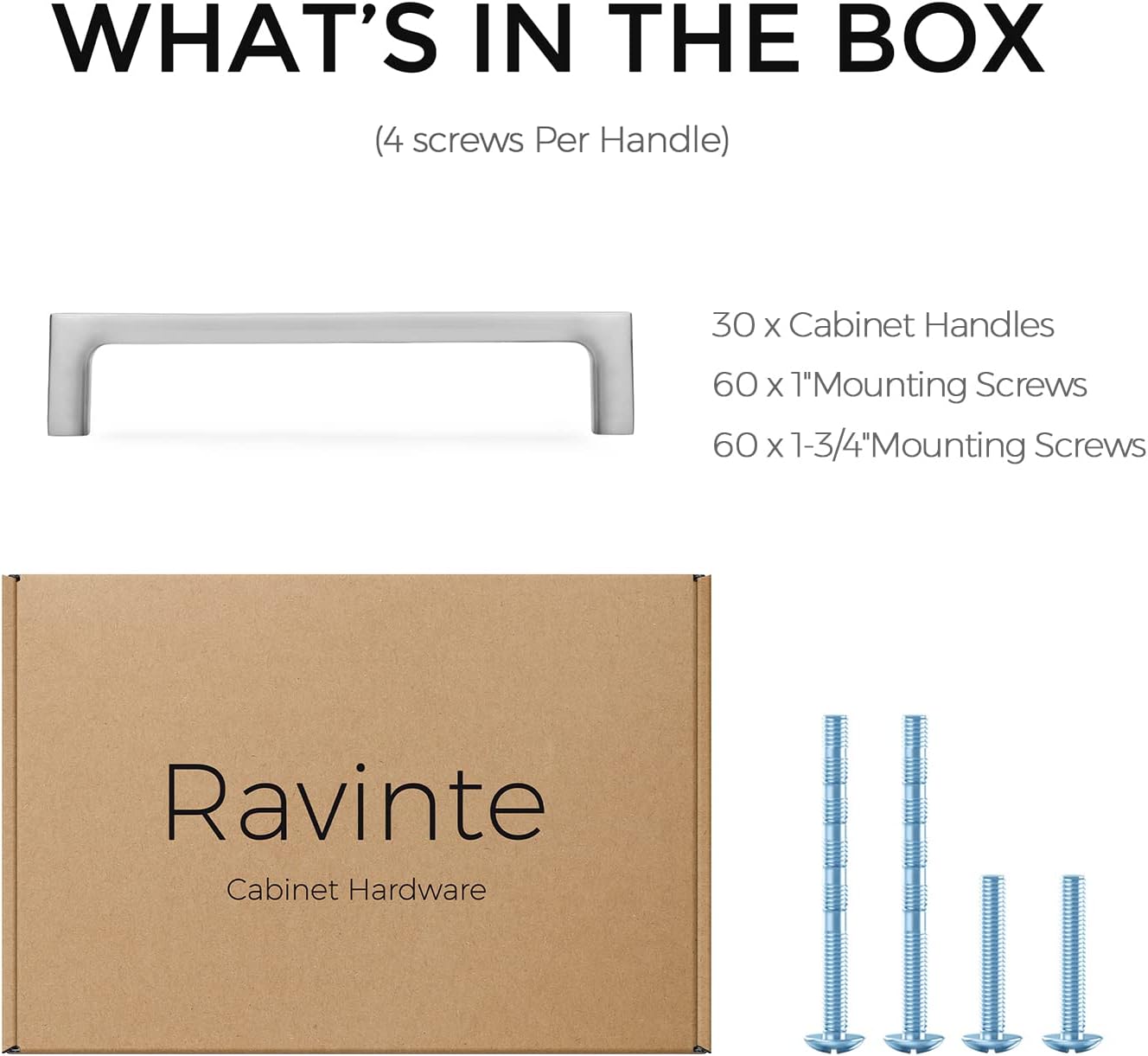 Ravinte 30 Pack Solid 5 Inch Kitchen Square Cabinet Handles Brushed Nickel Cabinet Pulls Drawer Pulls Kitchen Cabinet Hardware Kitchen Handles