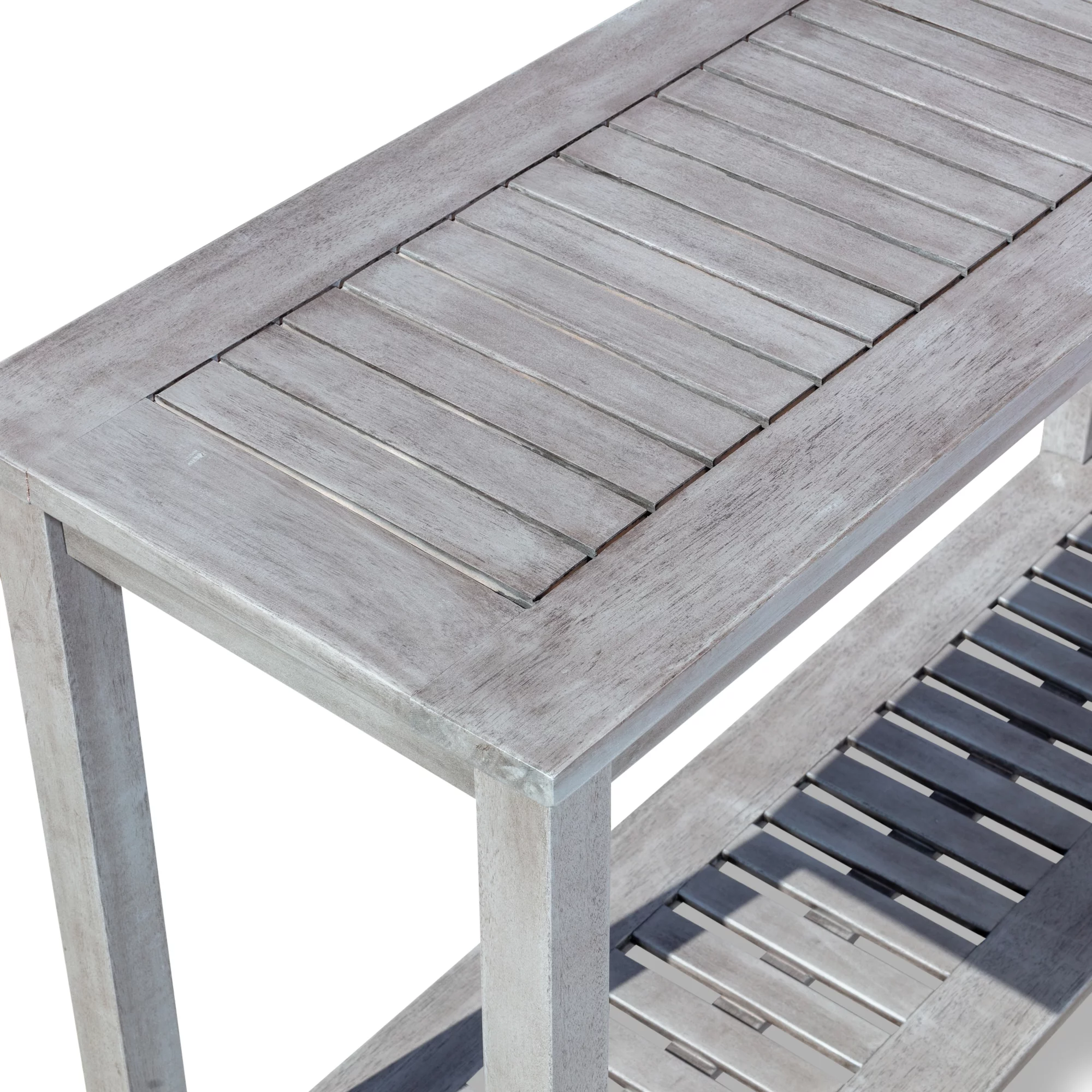 DTY Outdoor Living Longs Peak Eucalyptus Console Table, Silver Gray