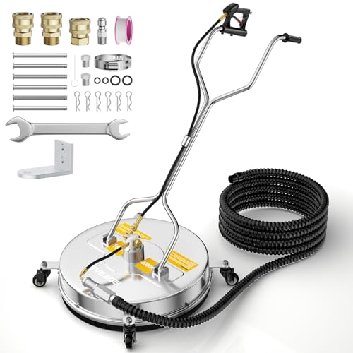 EVEAGE 14.5" Pressure Washer Surface Cleaner, Stainless Steel Pressure Washer Accessories 4 Weels & 1/4" Quick Connector, 4,000 PSI Power Washer for Driveways Sidewalks Patios Cleaning