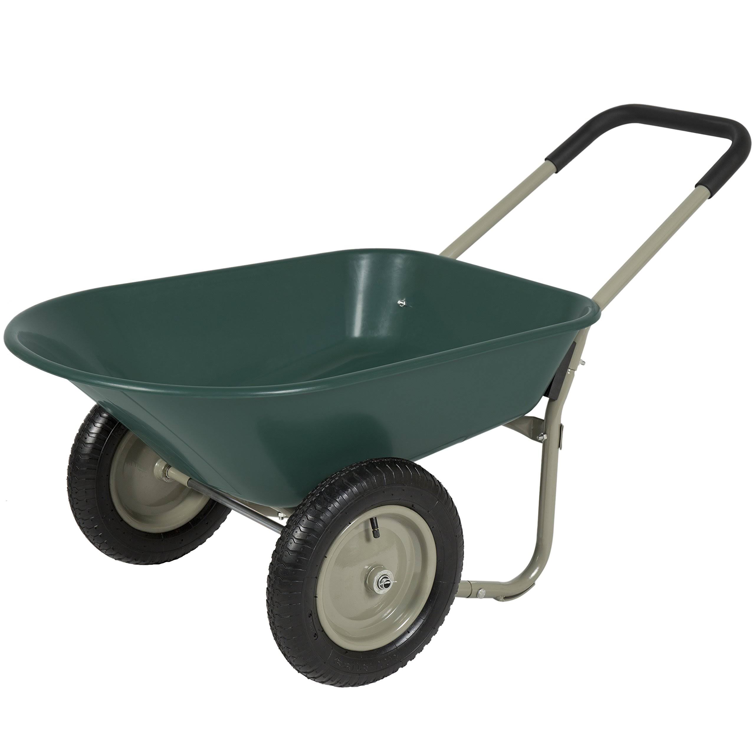 Best Choice Products Dual Wheel Home Wheelbarrow Yard Garden Cart, Green
