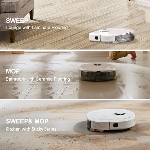 XWOW R2 Robot Vacuum and Mop Combo with Real-Time Cleaning Crawler Mop, Robot Vacuum Cleaner with Laser Obstacle Avoidance LDS Lidar Navigation, Self Cleaning Dock Self Filling Washing and Drying