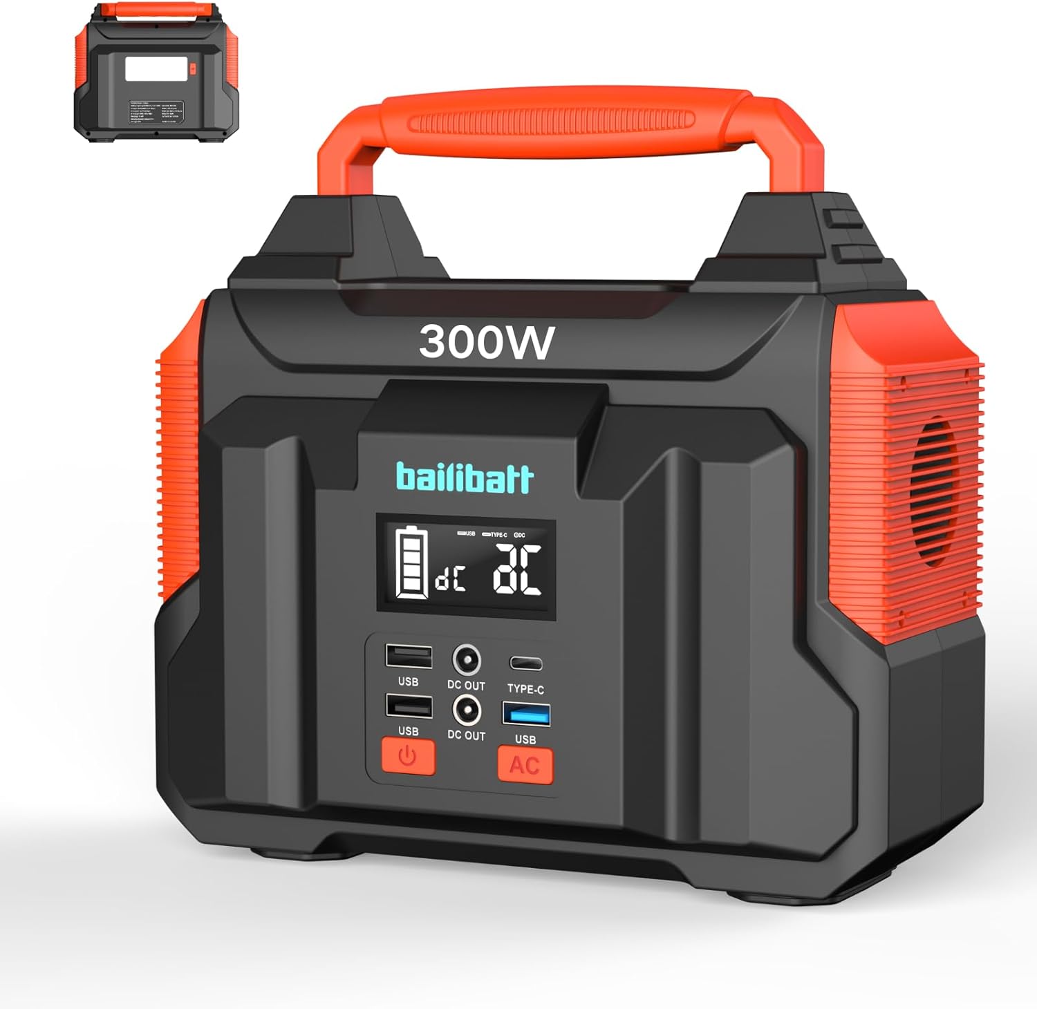 Portable Power Station 300W 257wh Lithium Battery Bailibatt Small Portable Generator for Home Use Camping Travel Emergency Hunting Outdoor, Large Power Bank with AC Outlet for Laptop