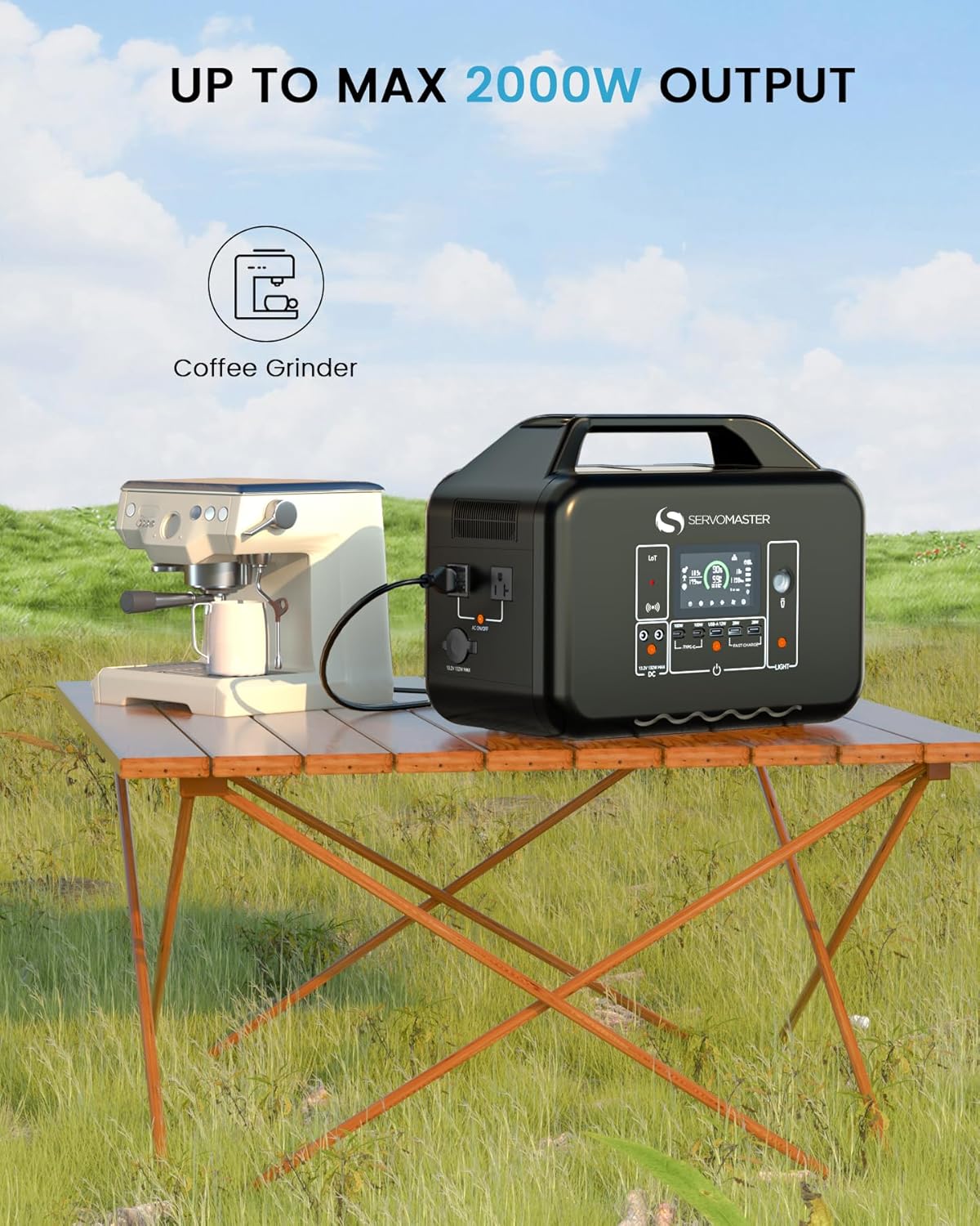 Portable Power Station, 1008Wh LiFePO4 Battey, 800W 1.5 Hours Fast Charging, 2000W Peak Output, APP Control, Pure Sine Wave AC Outlet Backup Solar Generator for Outdoor Camping RV Home Use