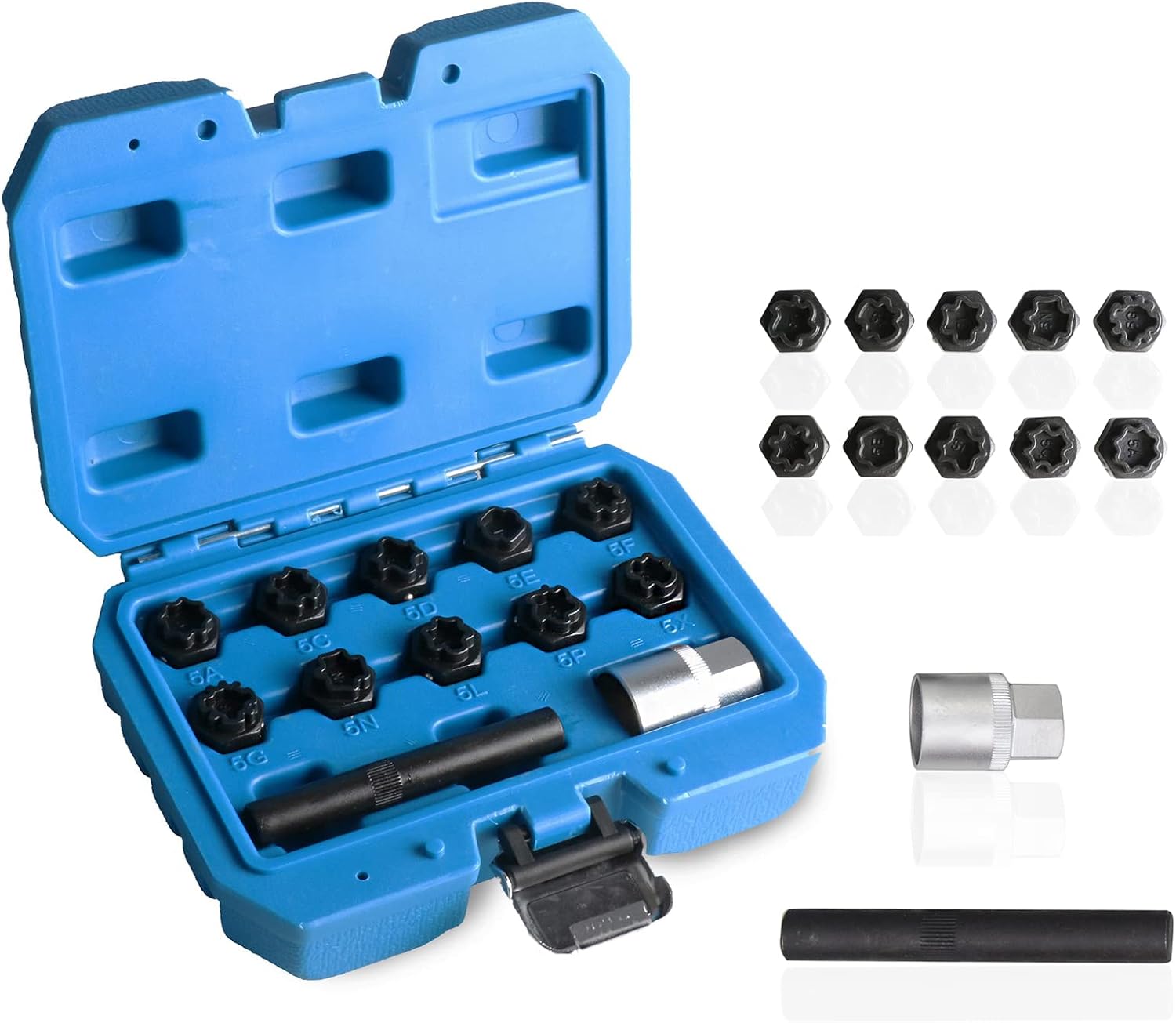 32PCS Automotive Wheel Locks Lug Nuts Socket Set Compatible for Mercedes Benz, Wheel Locks for Cars Key Stripped Remover Torx Bit Set Wheel Anti-Theft Screws Tool Bolt Extractor Set
