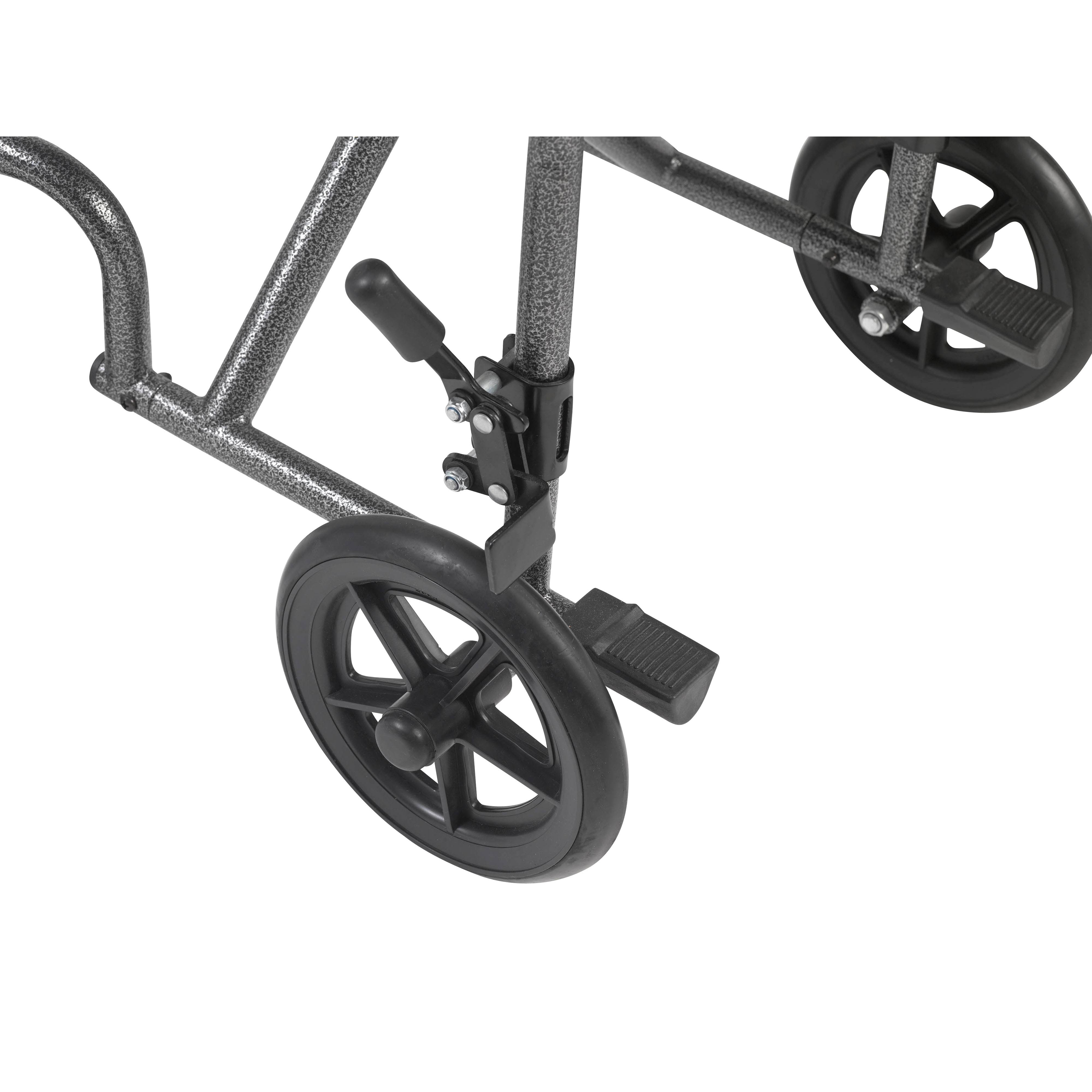 Drive Medical Lightweight Steel Transport Wheelchair Fixed Full Arms 19x22 Seat (TR39E-SV)