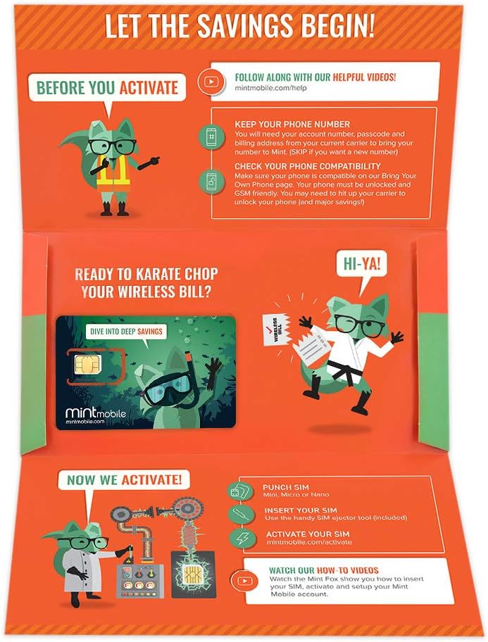 $30/Month Mint Mobile Wireless Plan | Unlimited Talk, Text & Data for 3-Months (3-in-1 GSM SIM Card)
