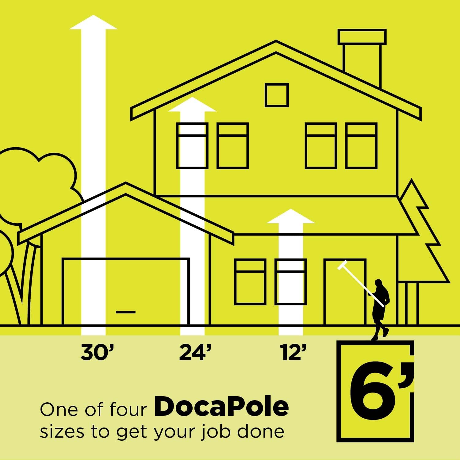 DocaPole Wall Duster with 6-24 Foot Extension Pole: Includes Telescoping Pole and Chenille Microfiber Cleaning Head for Use as Baseboard Cleaner, Wall Duster, and on High Reach Ceilings