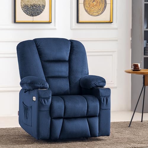 MCombo Small Power Lift Recliner Chair with Massage and Heat for Petite People, Cup Holders, USB Ports, Side Pockets, Fabric 7569 (Small-Regular, Brown)