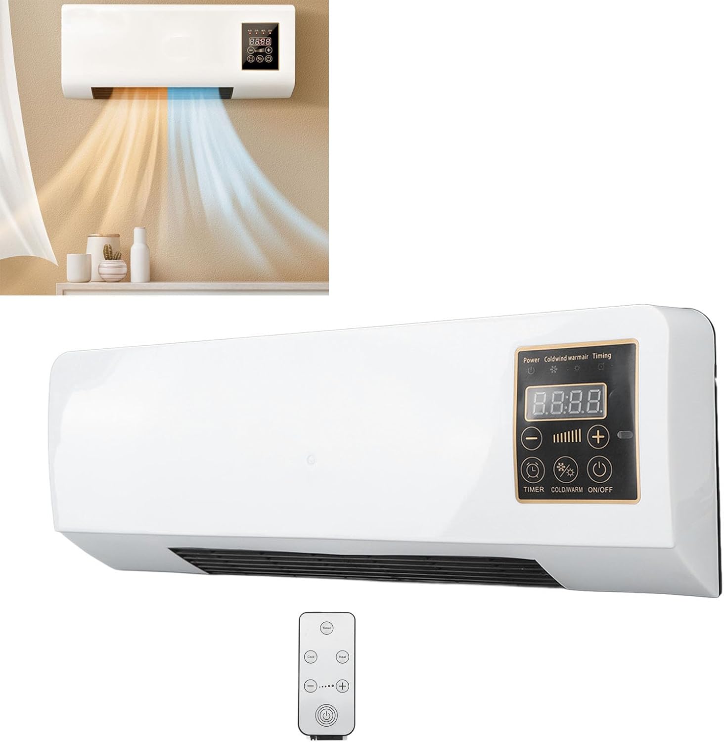 Portable Air Conditioners, Mini Air Conditioners Fan, Heater Portable Wall Mounted Air Conditioning Hot Fan for Small Room Bedroom Office Home