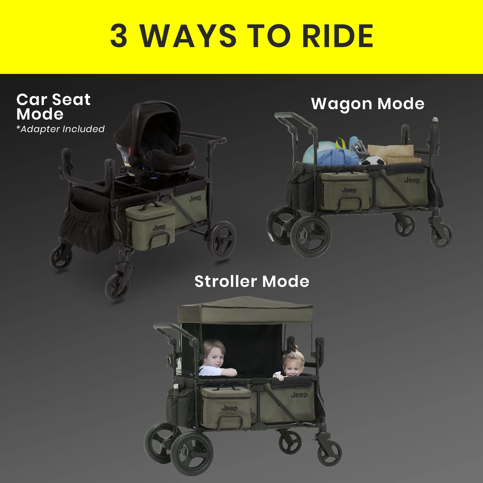 Jeep Deluxe Wrangler Wagon Stroller with Cooler Bag and Parent Organizer by Delta Children Unisex