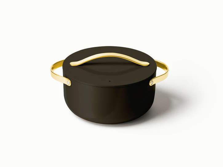 Caraway Dutch Oven in Black with Gold Handles
