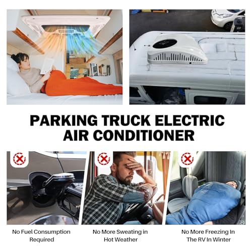 RV Air Conditioner with Heat 12V Universal Rooftop Ac Unit Rv Air Conditioner Heater Combo, 8500BTU Quiet 12 Volt Camper A/C Unit, 2 In 1 Heating & Cooling Mode For Car, Truck, Trailer, Boat, Caravan