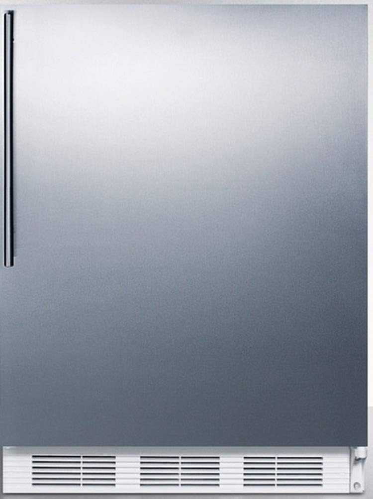 Summit Appliance FF61WBISSHVADA ADA Compliant Built-in Undercounter All-refrigerator for Residential Use with Auto Defrost, Stainless Steel Wrapped Door, Professional Thin Handle & White Cabinet