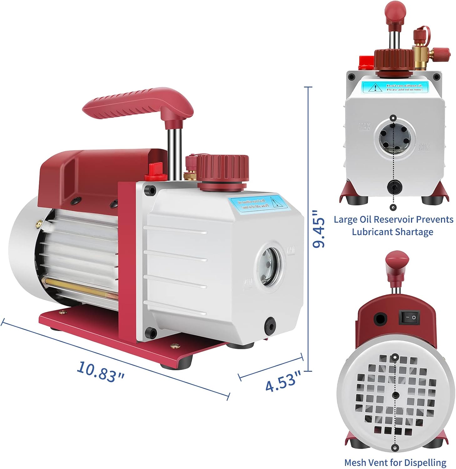 HVAC AC Vacuum Pump Kit 1 Stage Refrigerant Recharging Kit Tools with 4.5CFM 1/3HP for Manifold Gauge Set