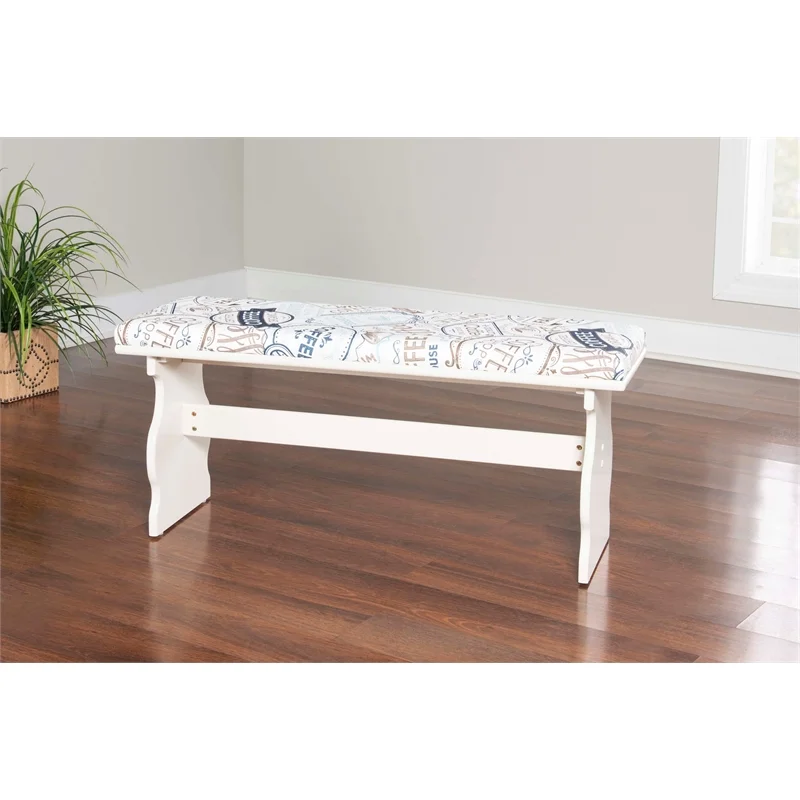 Linon Natasha Wood Corner Nook Dining Set in White