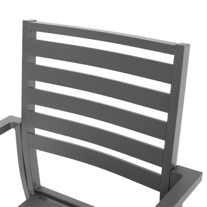Noble House Cape Coral Outdoor Aluminum Dining Chair in Gunmetal Gray (Set of 2)