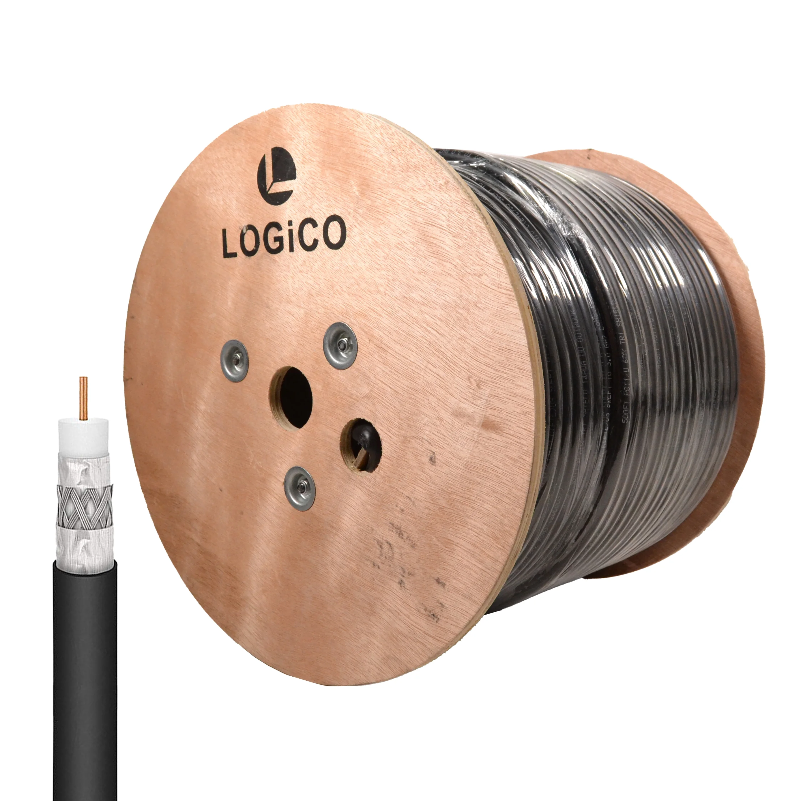 RG11 Coaxial Cable Tri Shield 14AWG Outdoor/Direct Burial Gel Flooded/ Underground Gel flooded Weather Resistant 1000ft Black Jacket