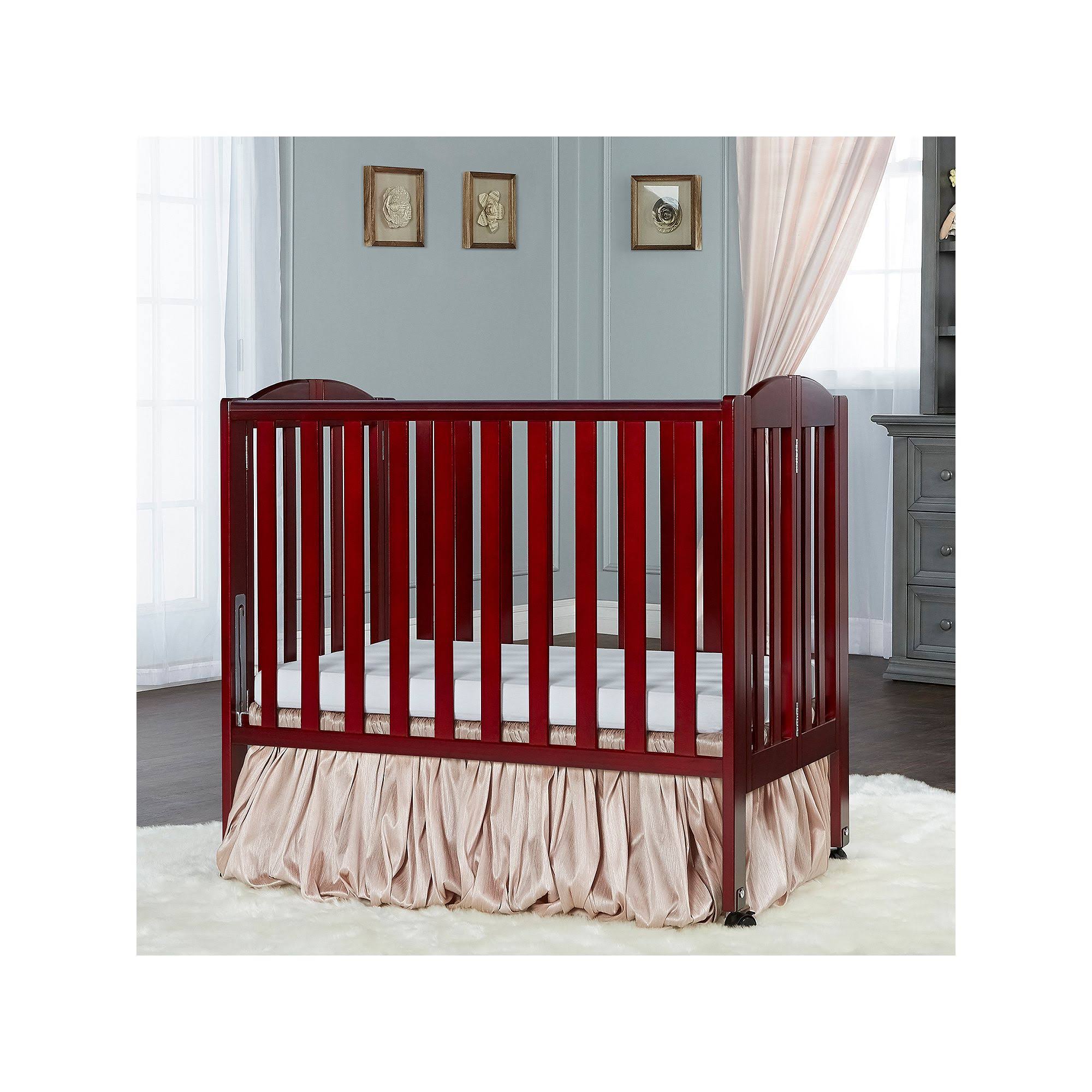 Dream On Me 2-in-1 Wood Folding Portable Crib, Cherry