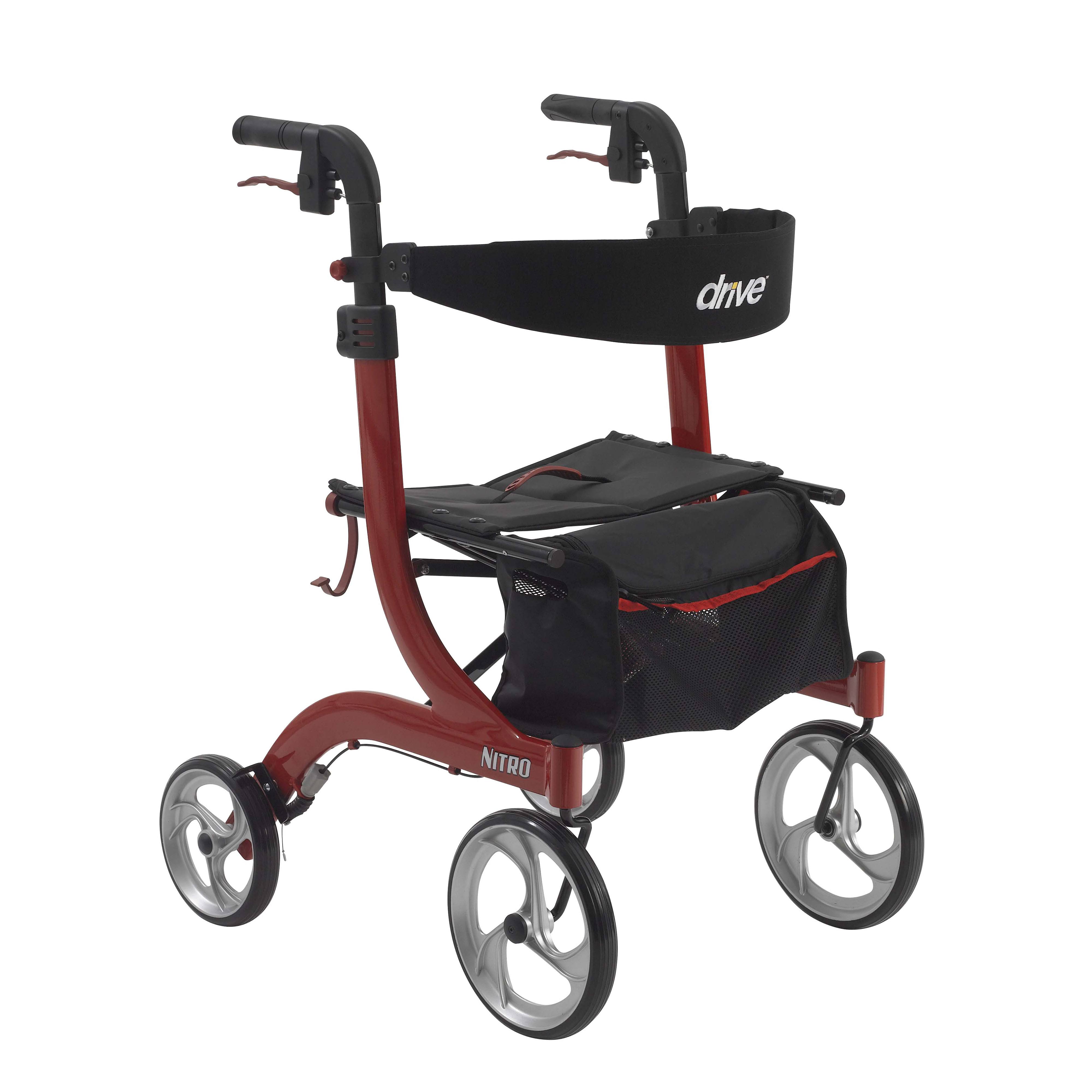 Drive Medical RTL10266 Nitro Euro Style Walker Rollator, Red