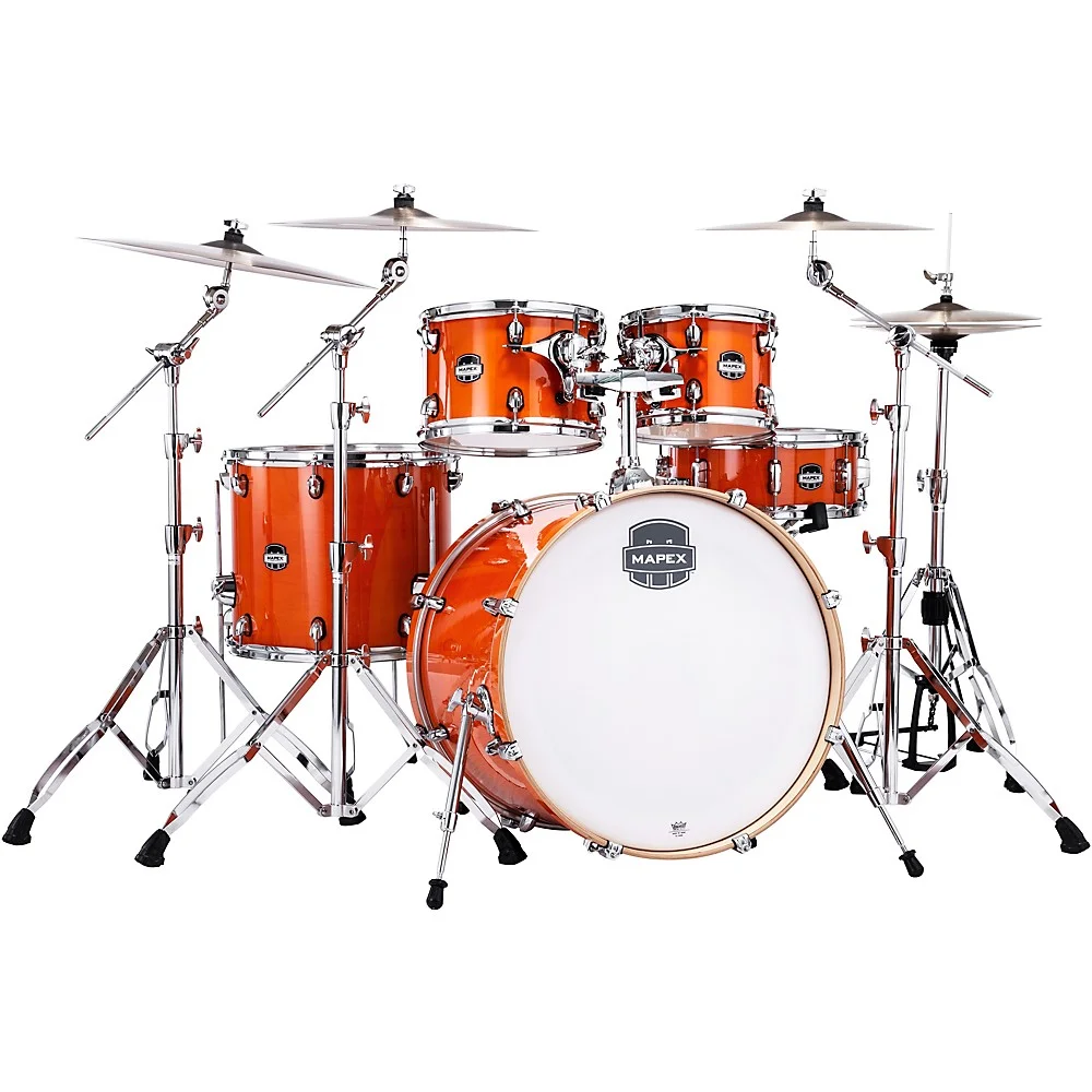 Mapex Mars Maple Rock 5-Piece Shell Pack With 22" Bass Drum Glossy Amber - Curated Treasures Market