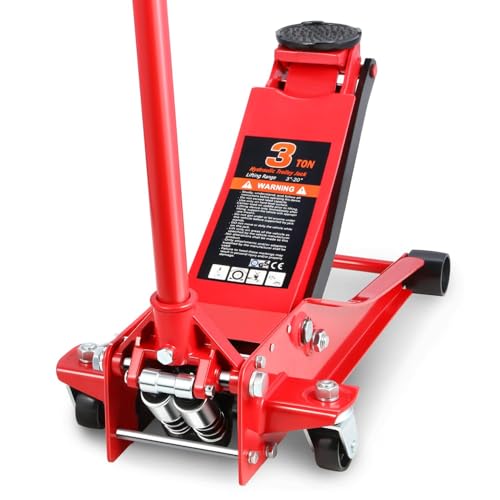 DNA MOTORING Floor Jack 3 Ton (6000 lbs) Capacity, Fast Lift Service Jack Low Profile Steel Heavy Duty Hydraulic Car Jack, Lifting Range 3"-20", Black, TOOLS-00475-BK
