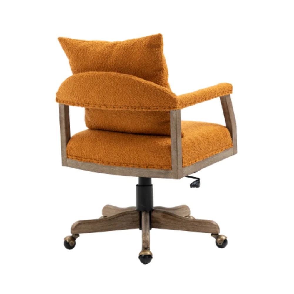 COOLMORE Computer Chair Office Chair Adjustable Swivel Chair Fabric Seat Home Study Chair Orange + Boucle