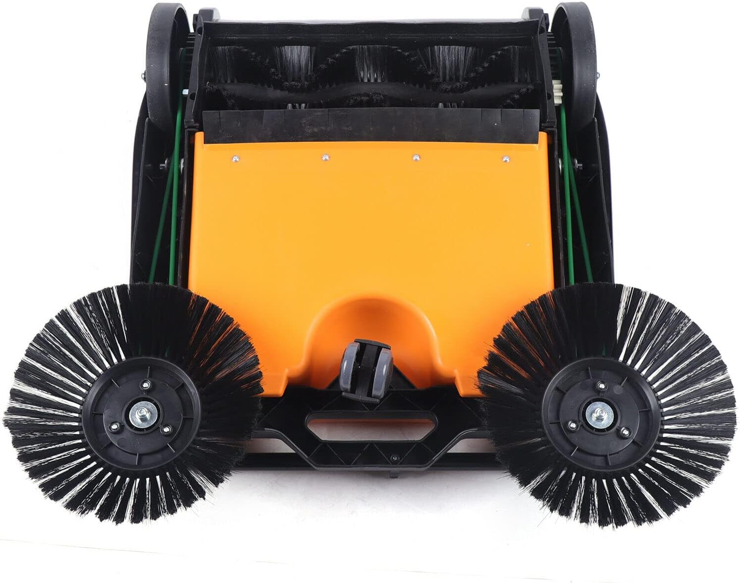 Hand-Push Electric Sweeping Brush, 26 Inch Manual Twin Push Sweeper Walk-Behind Floor Sweeper, with 15L Waste Container for Indoor/Outdoor