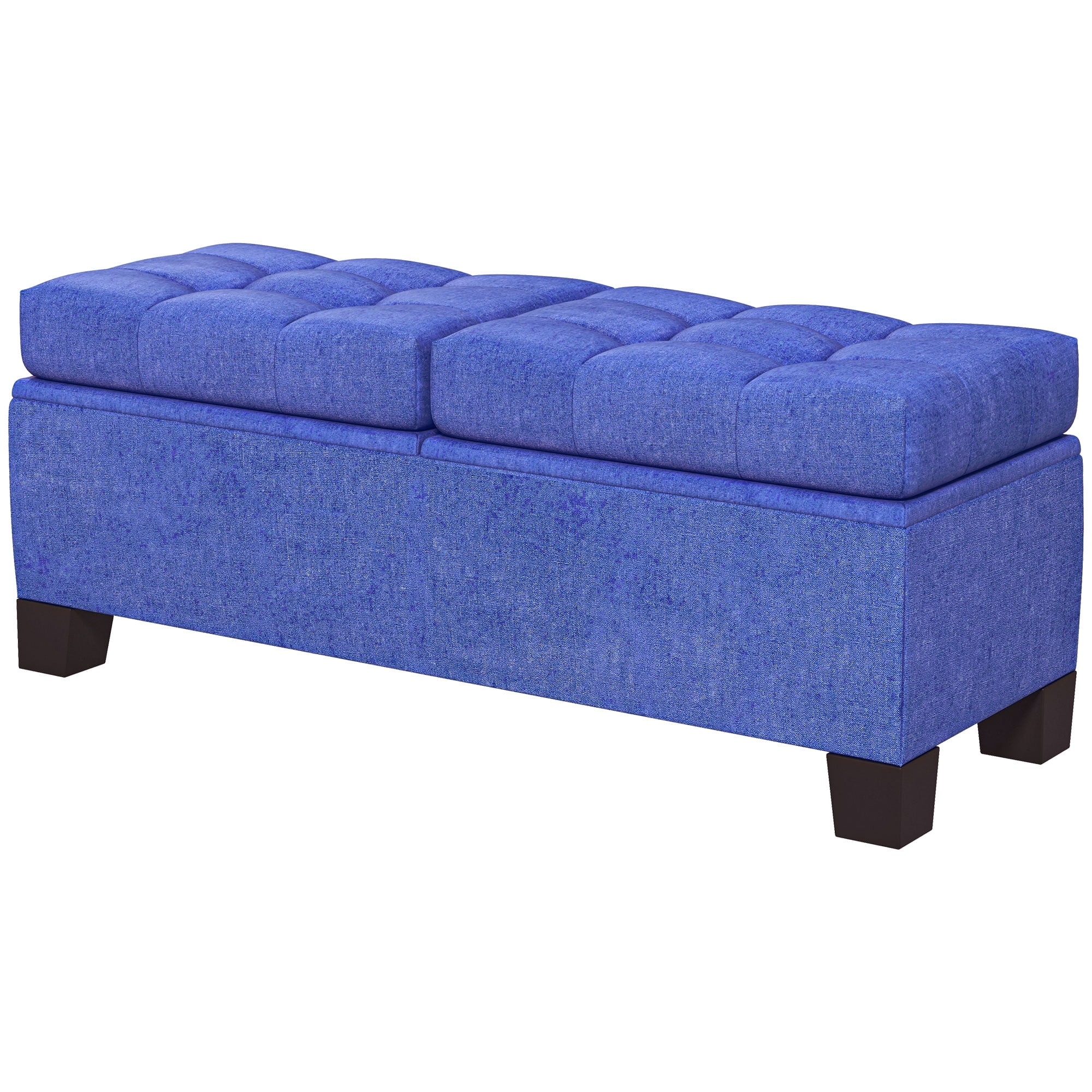 HOMCOM Storage End of Bed Bench, Upholstered Bench with Steel Frame, Blue