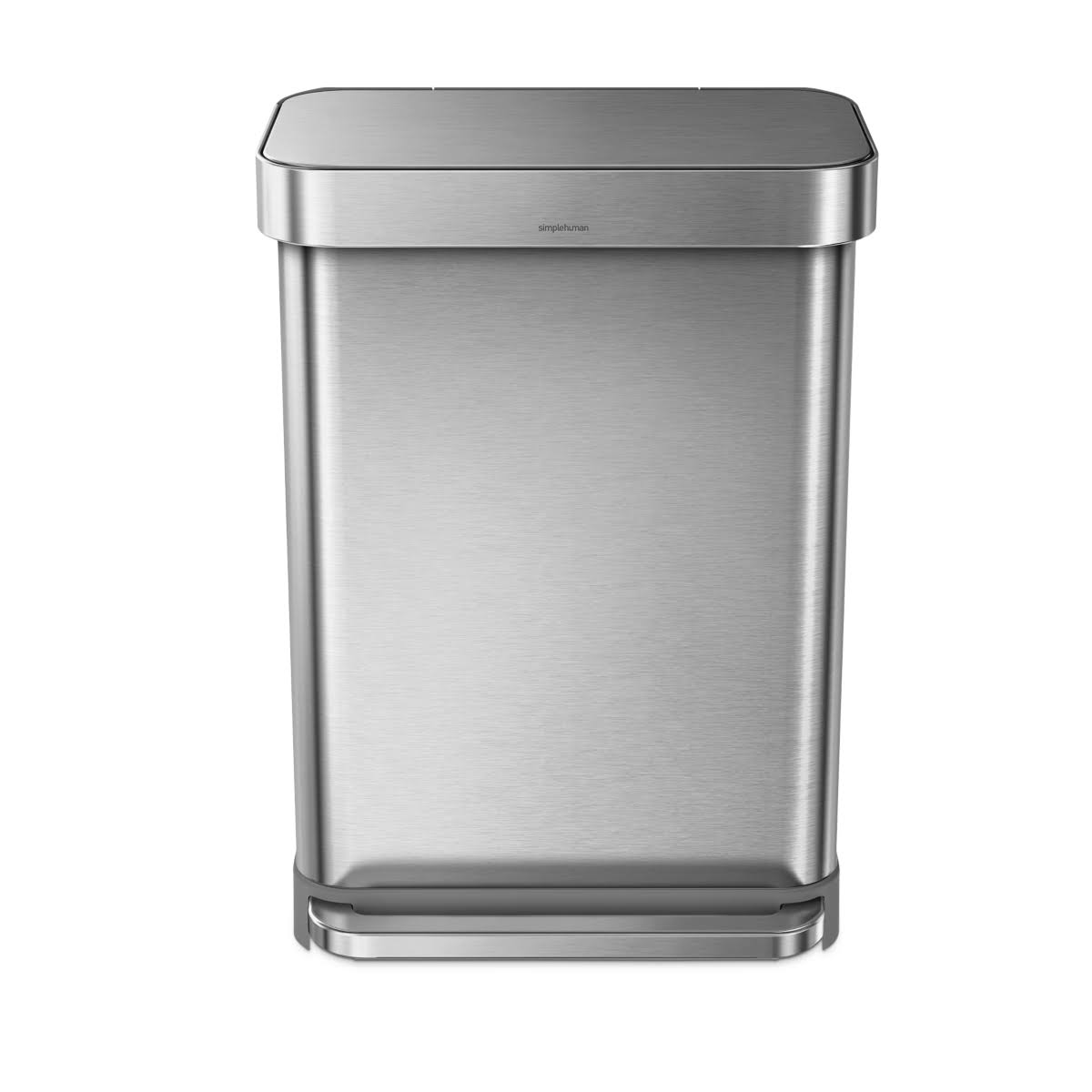 simplehuman 55-Liter Rectangular Step Trash Can with Liner Pocket/STAINLESS Steel