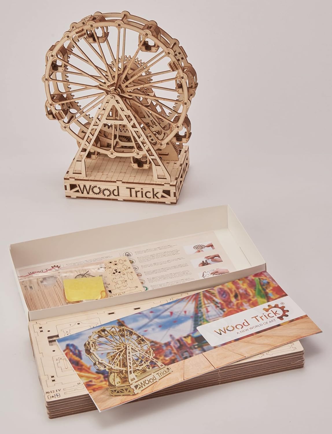 Wood Trick Ferris Wheel Toy Mechanical Model, Observation Wheel - 3D Wooden Puzzle, Eco Wooden Toys, Assembly Model, Brain Teaser for Adults and Kids Pack of 2