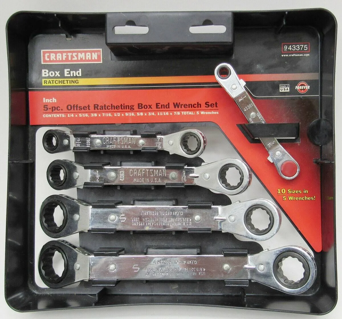 Craftsman 5 pc. Wrench Set, Offset Ratchet SAE