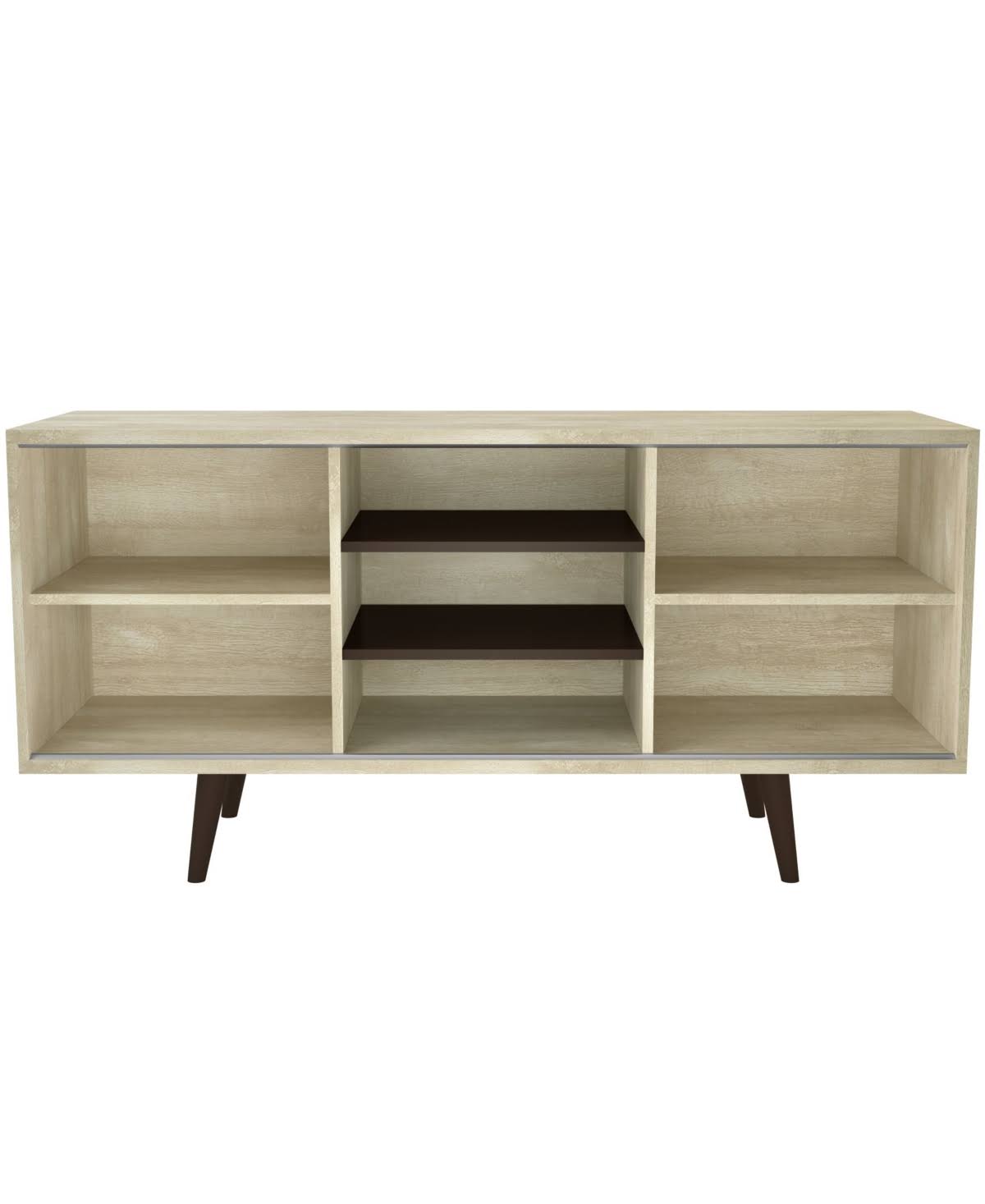 Amazonia 2 Cabinet Mid-Century 53x22 Wood TV Stand with Shelves - Sand