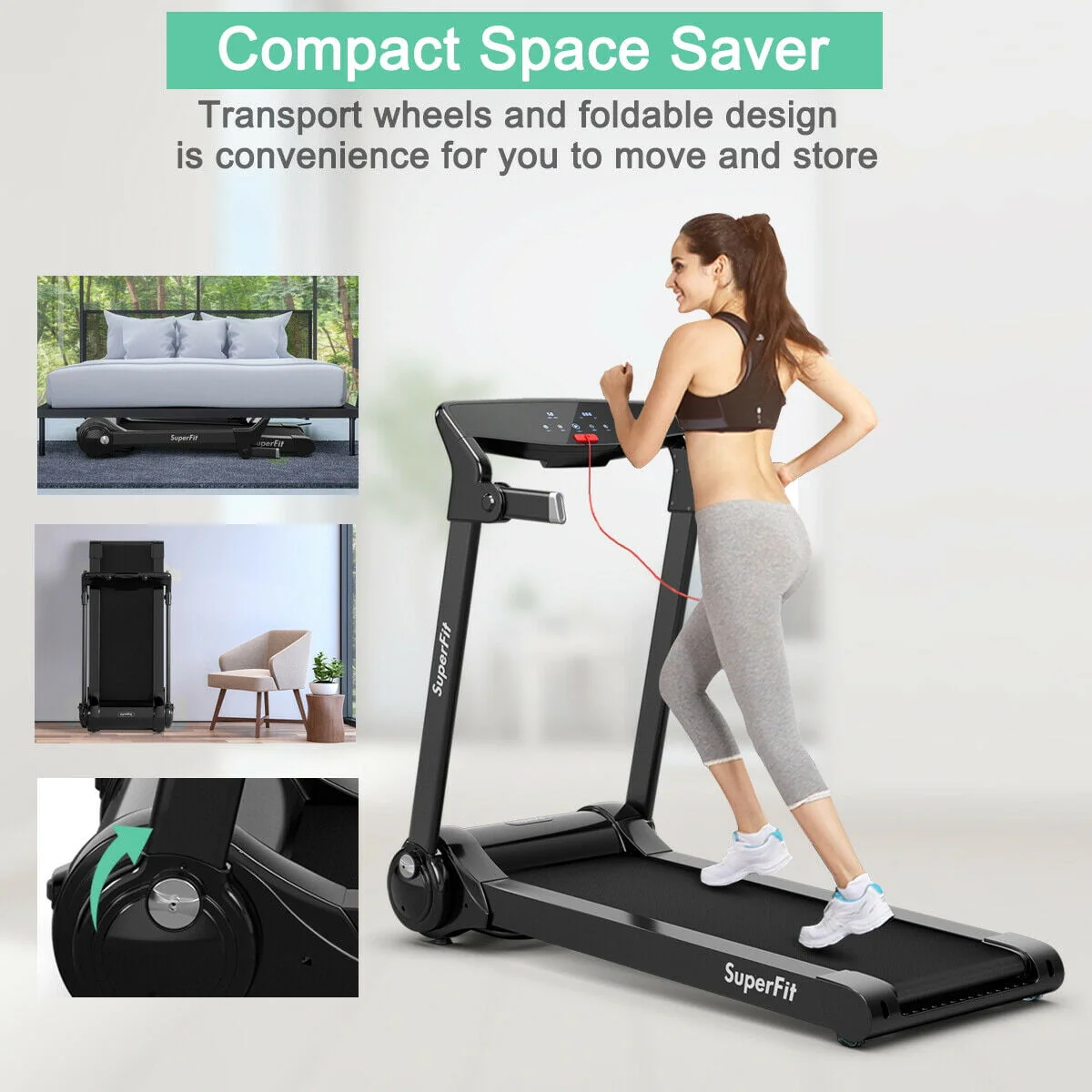 SuperFit 3HP Folding Electric Treadmill Running Machine w/ Speaker Red