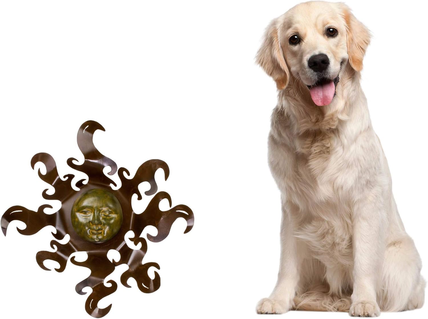 NOVICA Artisan Crafted Painted Steel Sun Large Iron and Ceramic Wall Art, Brown and Yellow 'Sumptuous Sun'