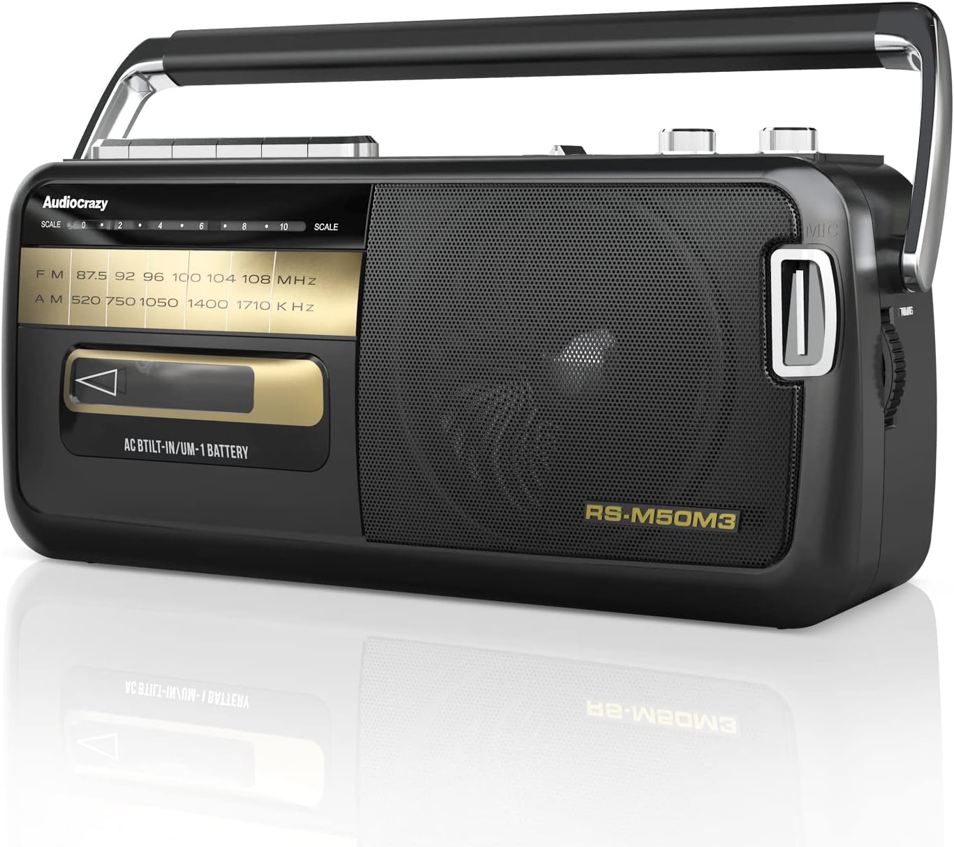 Retro Boombox Cassette Player AM/FM Radio Stereo,Wireless Streaming, USB Slot, 3.5mm Headphone Jack, Cassette Recorder with Built-in Microphone, Convert Cassettes to USB (Black)